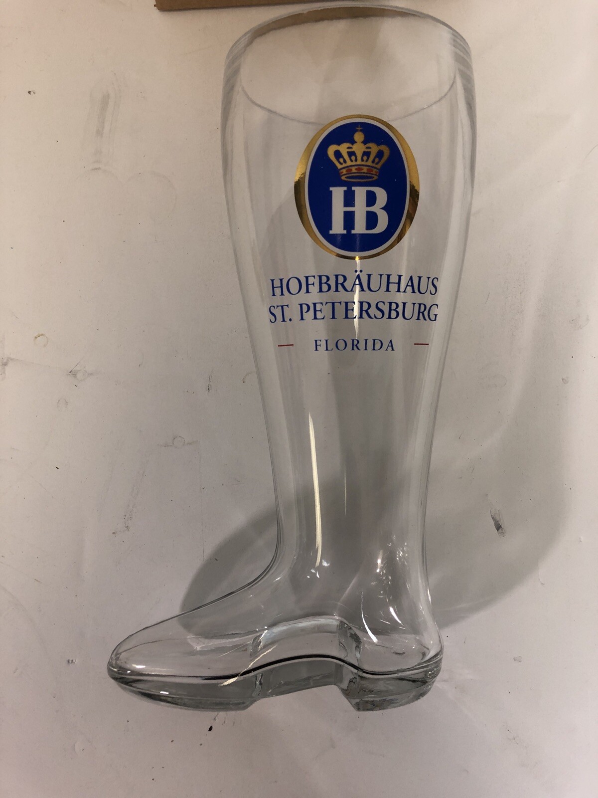 Hofbrauhaus HB Glass Beer Boot 2 Liter St.Petersburg Florida Octoberfest NEW