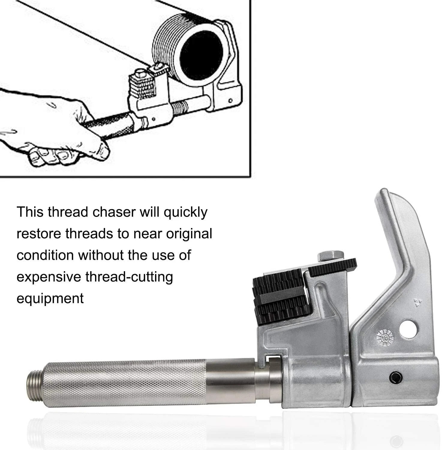 Universal Outside Thread Chaser with 6 Dies Use for 1-1/4” to 5” O.D 216884 US