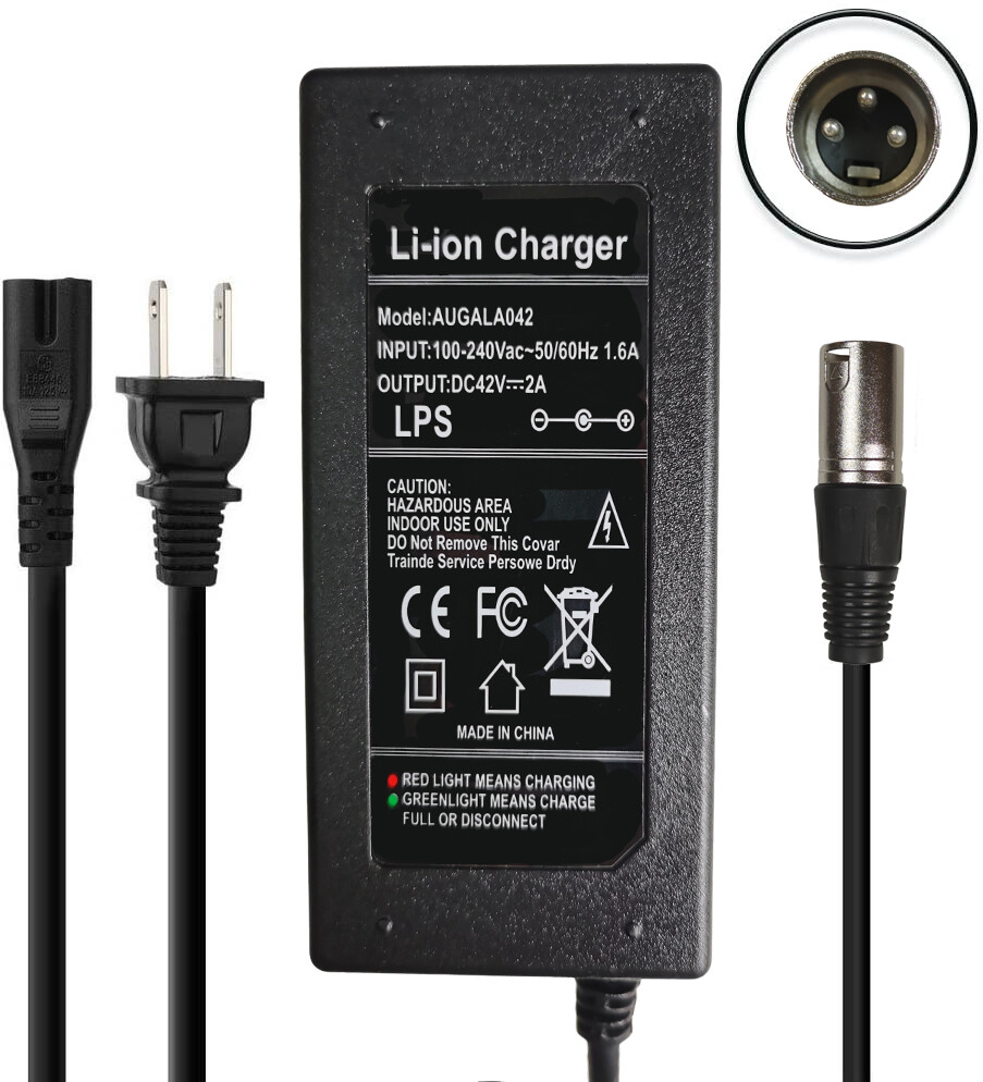 42V charger microphone XLR for 36V Lithium Li-ion electric bicycle ebike battery