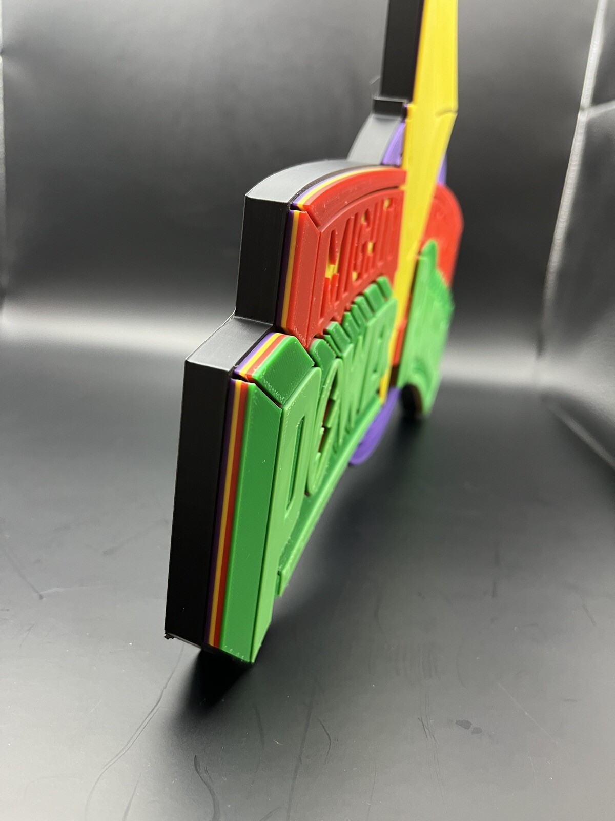 Mighty Morphin Power Rangers Logo Sign Display | 3D Wall Desk Shelf Art