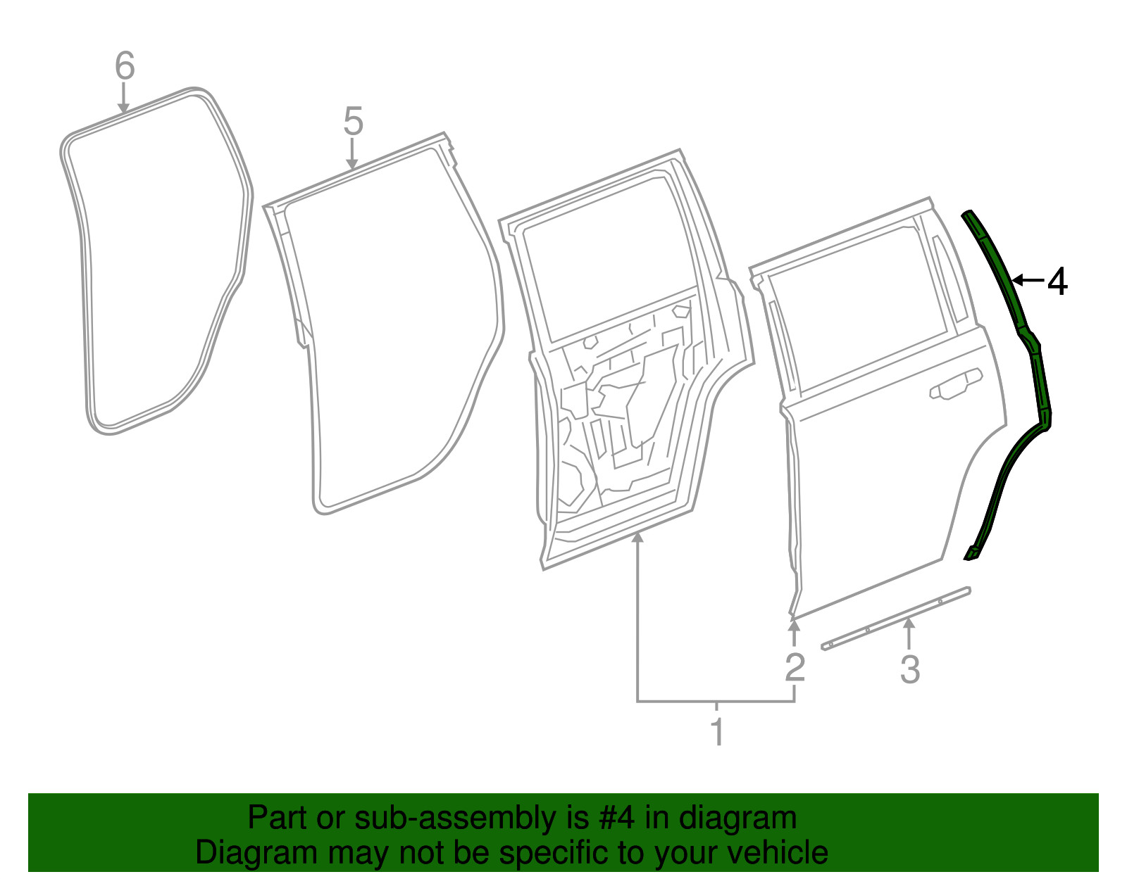 Genuine GM Driver Rear Door Rear Auxiliary Weatherstrip 23455369