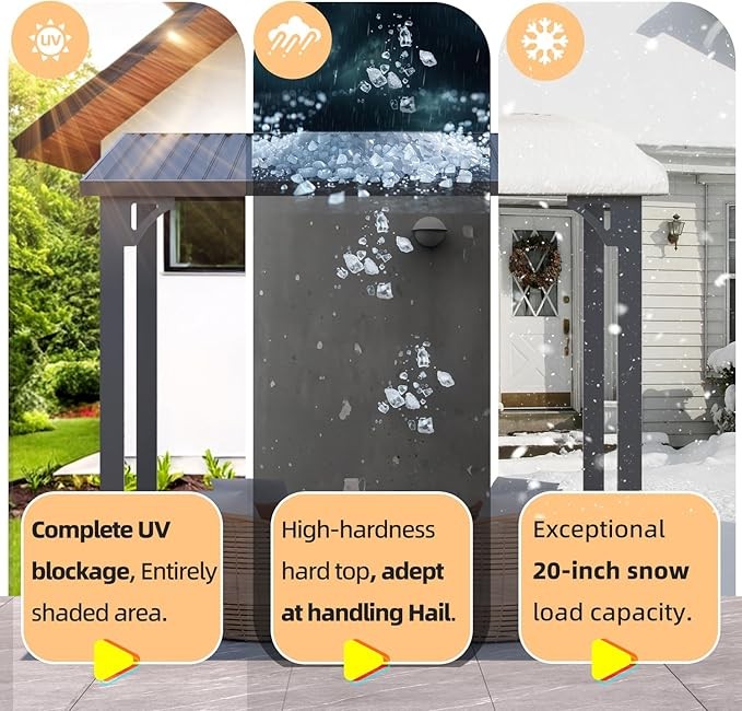 Heavy Duty Hardtop Lean-to Gazebo Galvanized Steel Pergola