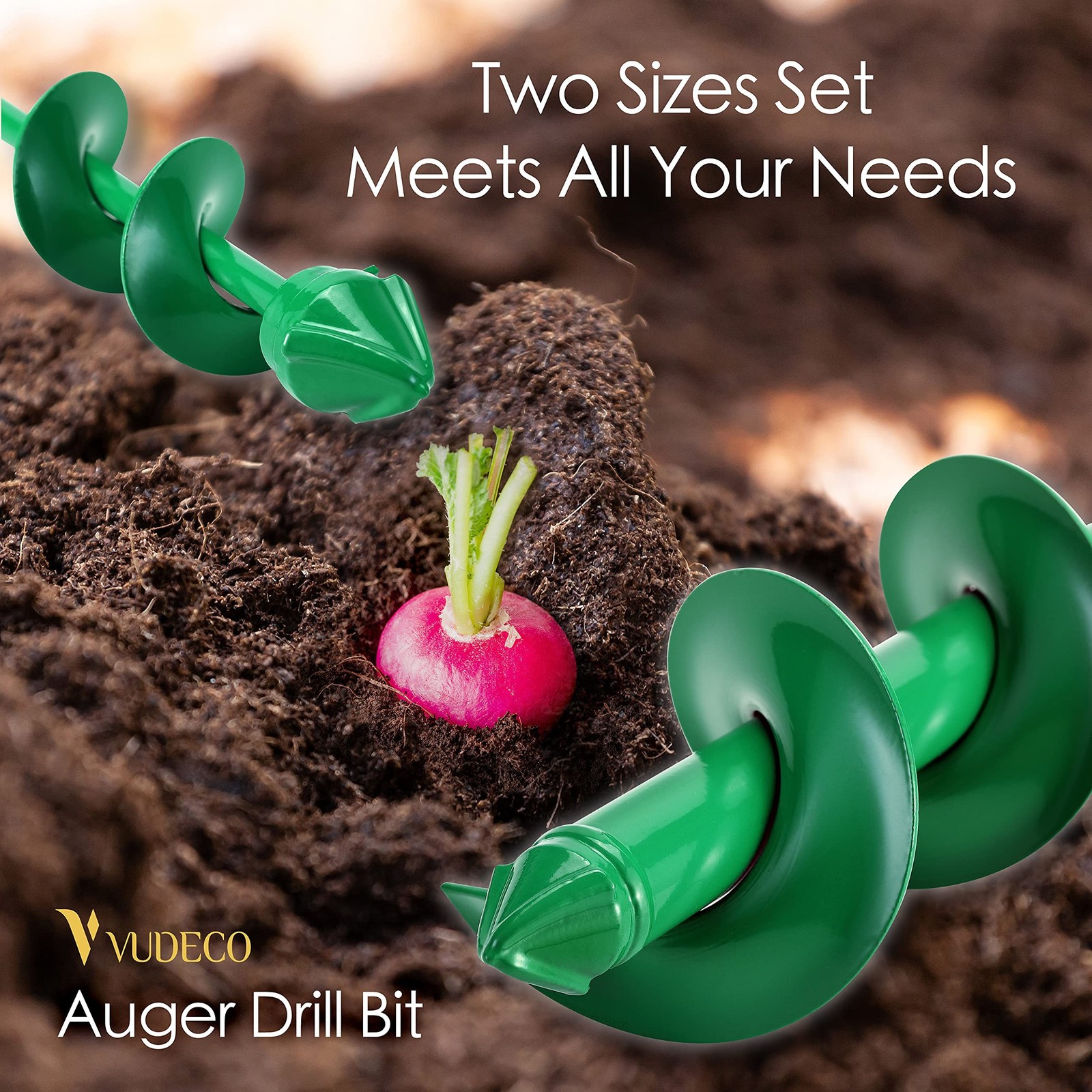 VUDECO Garden Auger Drill Bit for Cordless Drill - 2 PCS, Bulb Planter Tool, ...