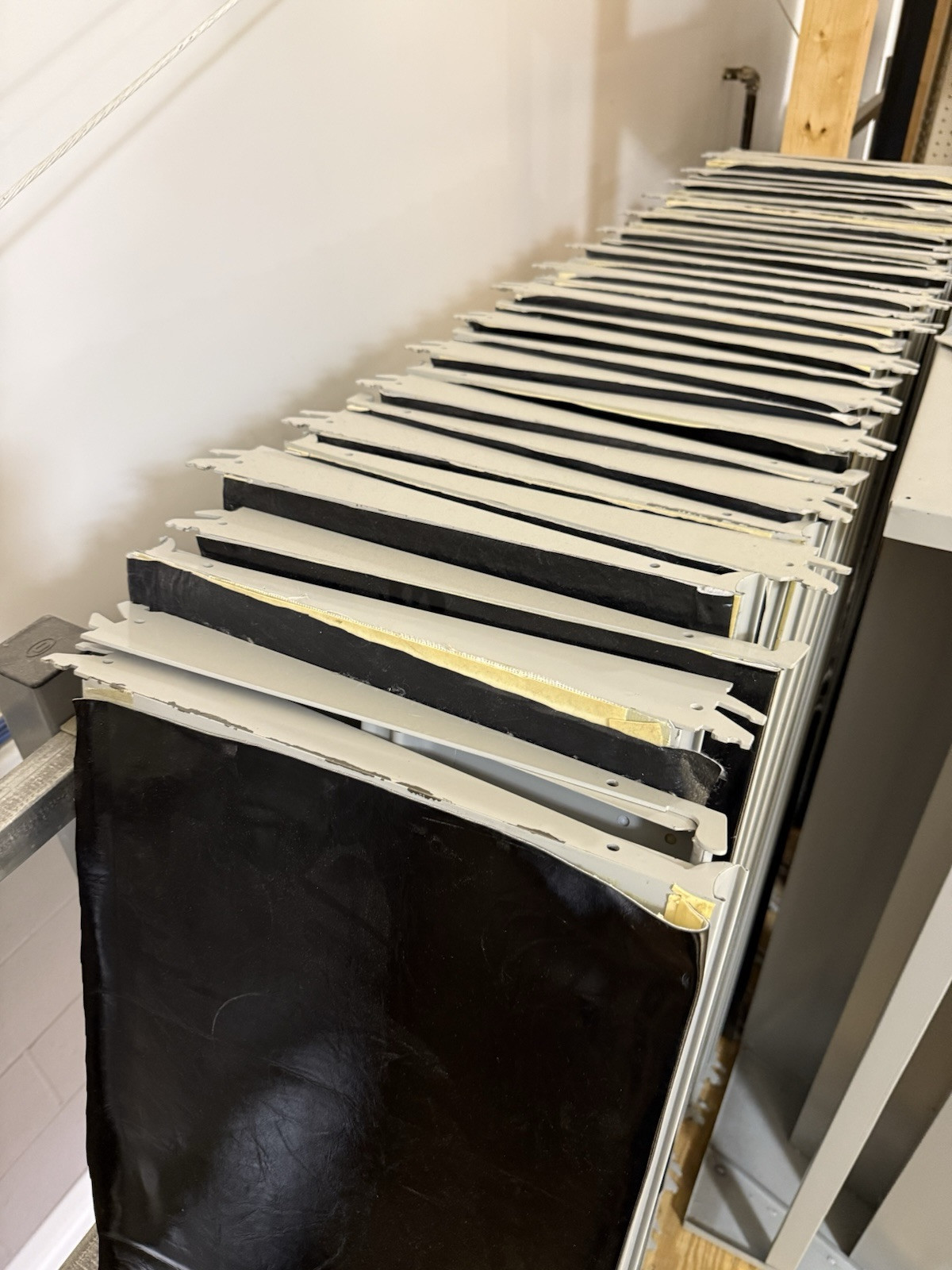 HUGE lot of pallets of Used Lozier Shelving shelves, components, glass cases