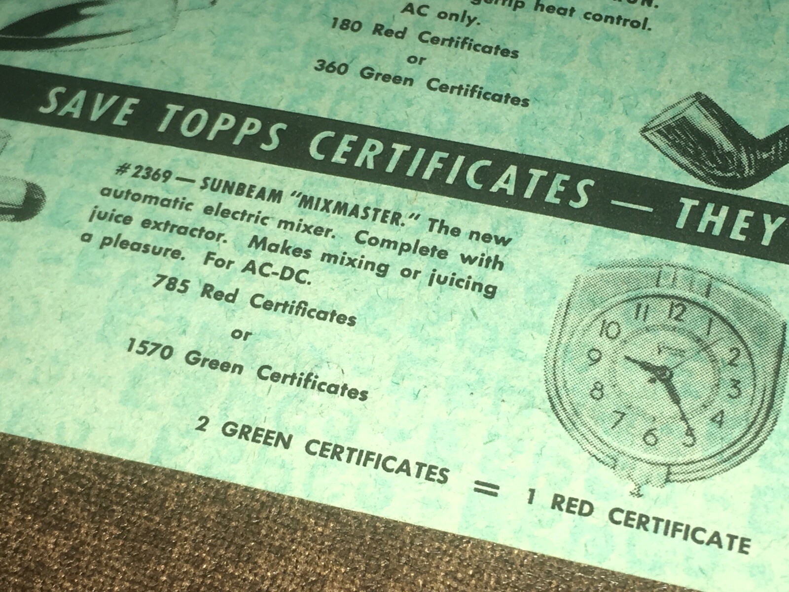Vintage 1949-1951 Topps Chewing Gum Retailer’s Premium Certificate, Prizes