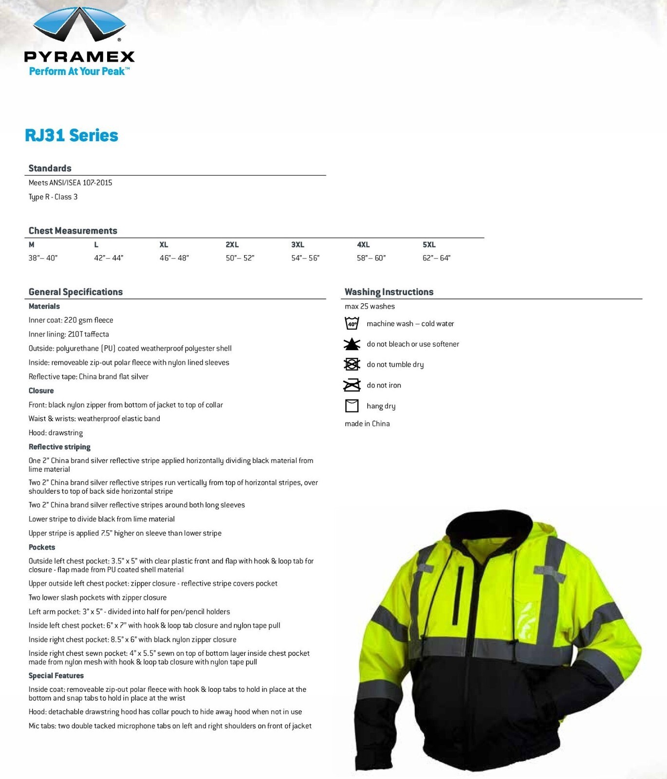 ANSI CLASS 3 HIGH VISIBILITY LIME INSULATED REFLECTIVE BOMBER JACKET ROAD WORK