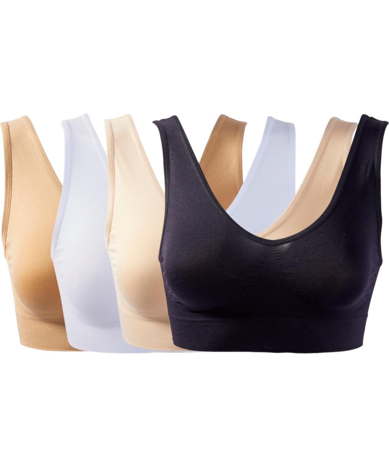 Rhonda Shear 4-pack Seamless Ahh Bra Black/White/Light Beige/Beige
