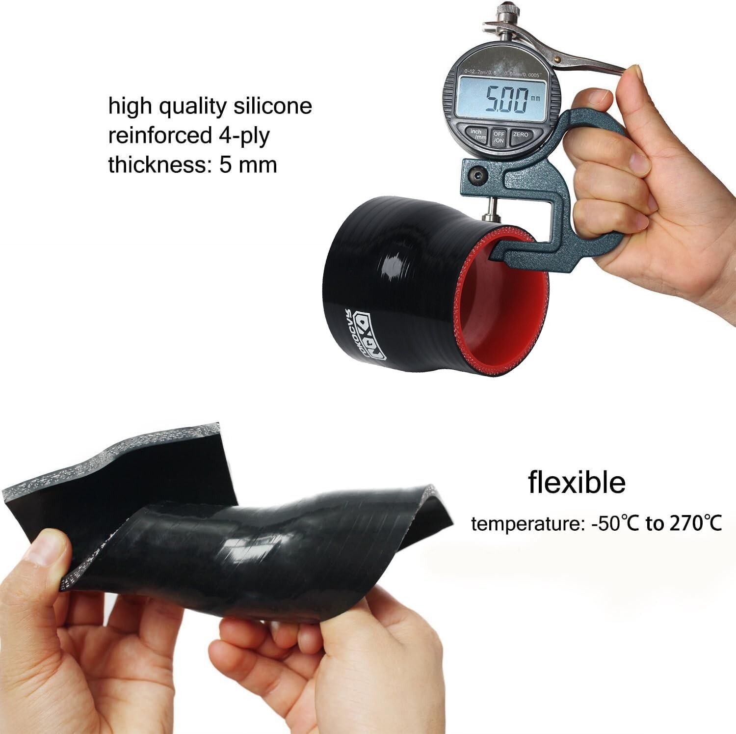 2.5" to 3" Inch Silicone Reducer Coupler Turbo Hose 63mm-76mm + 2x T-Bolt Clamps