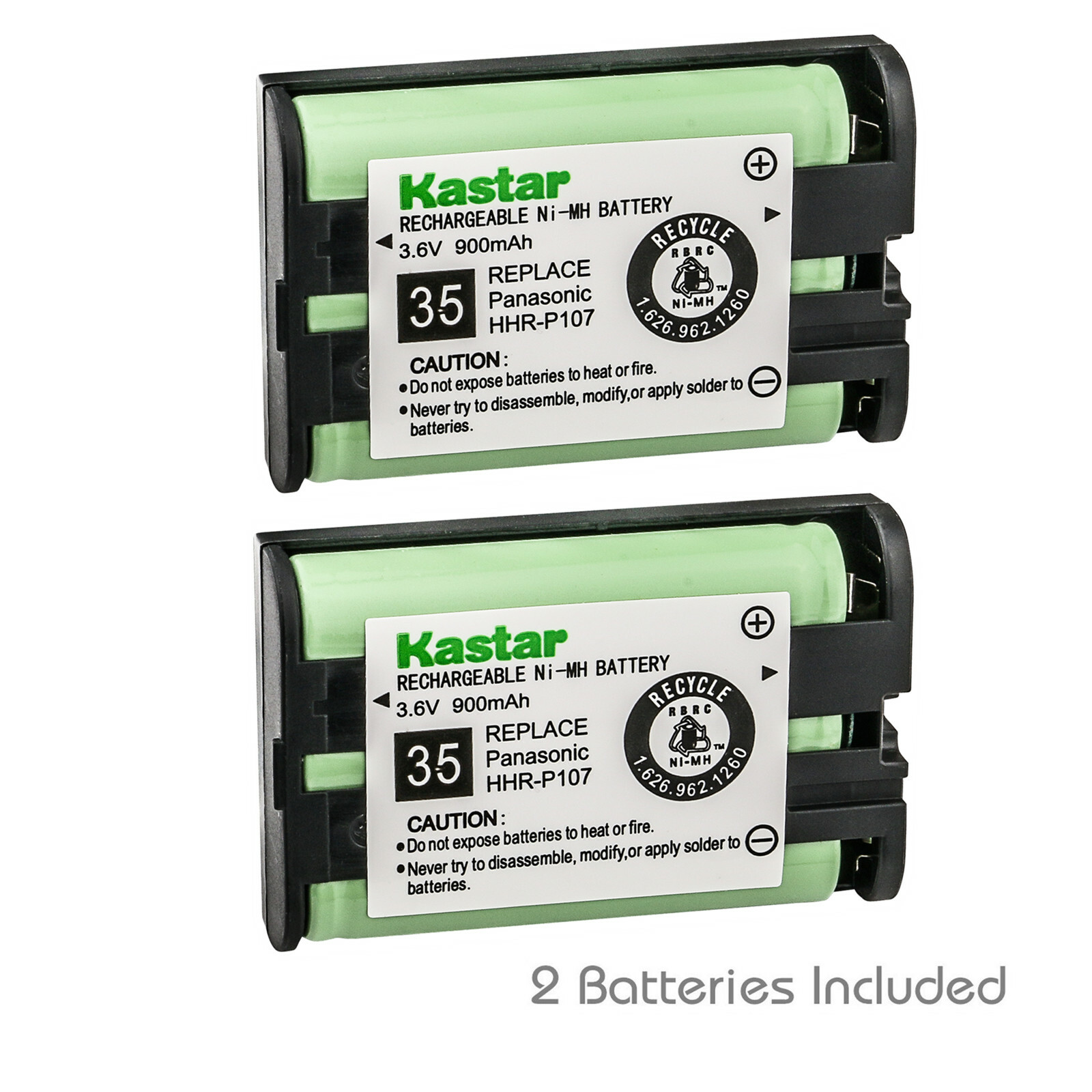 Kastar 2-Pack HHR-P107 Cordless Phone Home Battery for Panasonic HHRP107 KX-3031