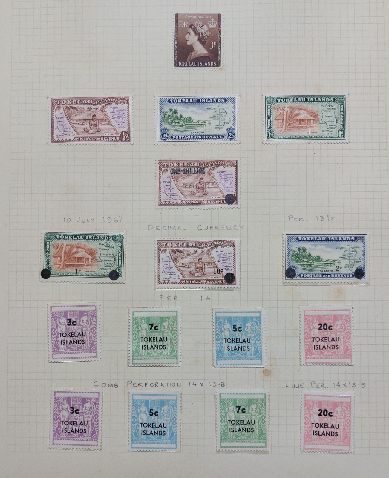 1960's Tokelau Island Collection of MLH Stamps on 5 Album Pages