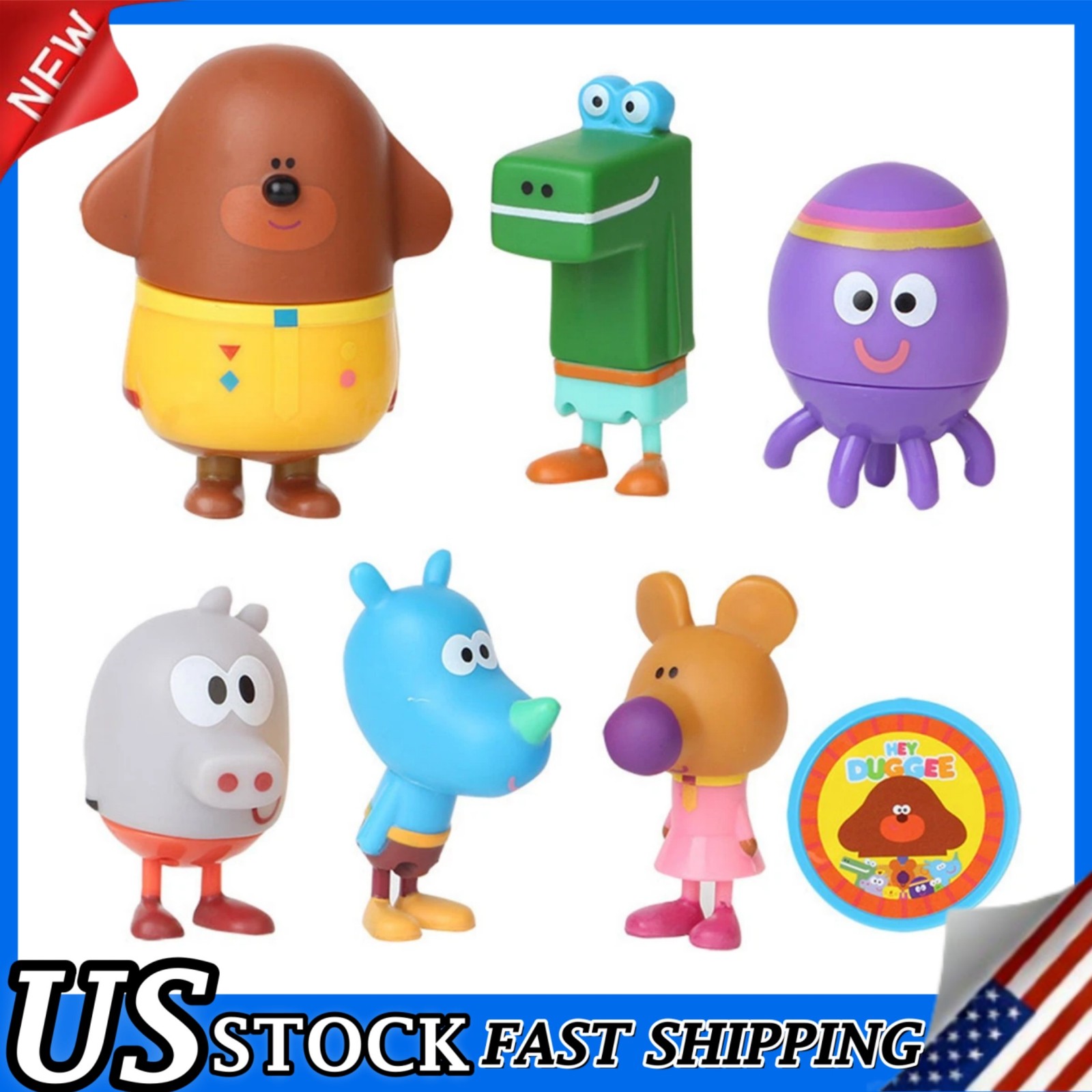 6X Hey Duggee Crocodile Happy Squirrel Octopus Betty Topper Action Figures Toys-
