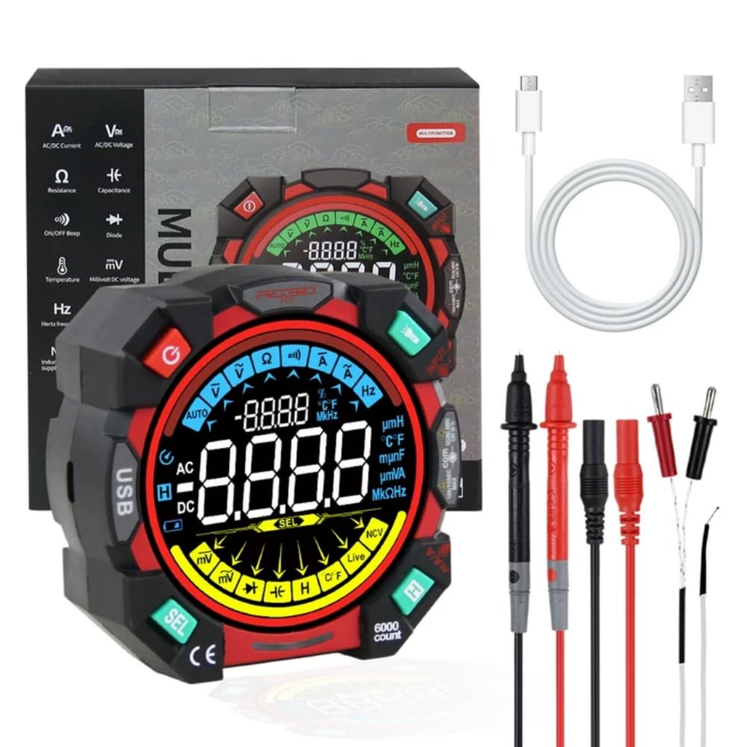 FROGBRO Portable Digital Multimeter Tester 6000 Counts VA Display Auto-Rangin...