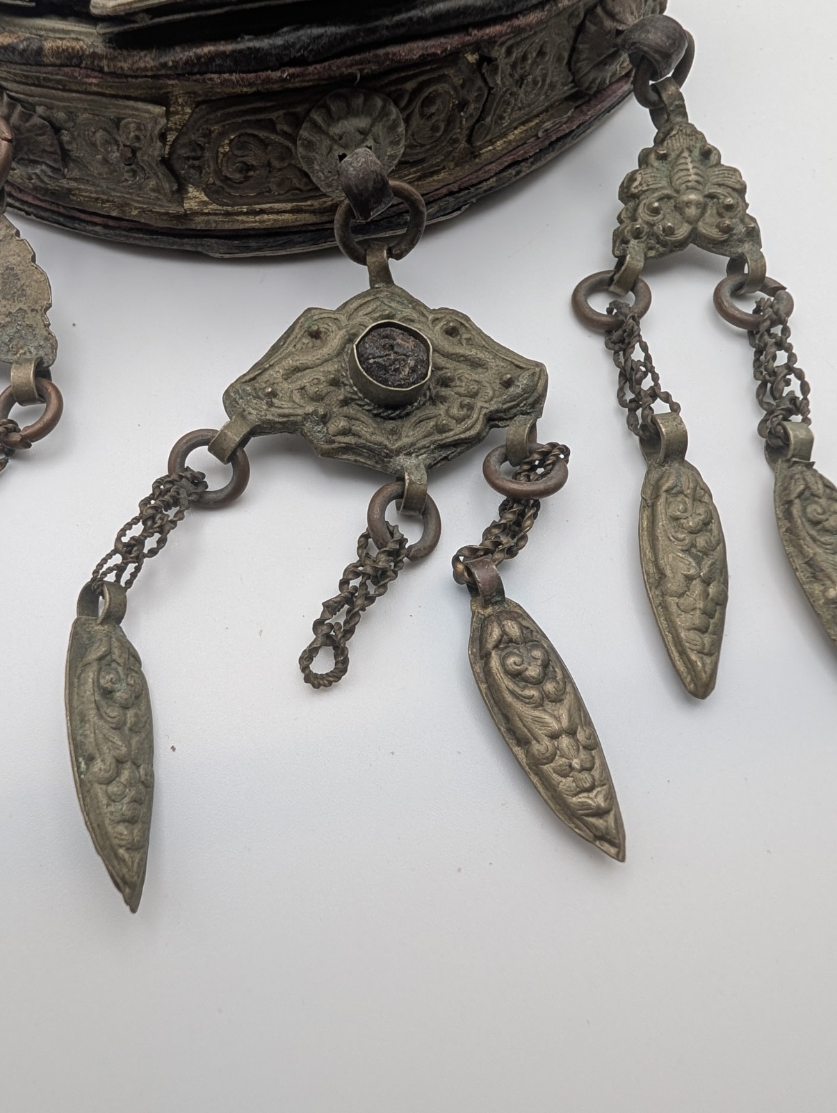 Antique 19thC Tibetan Chakmak Tinder Pouch & Matching Leather Belt Strap Set