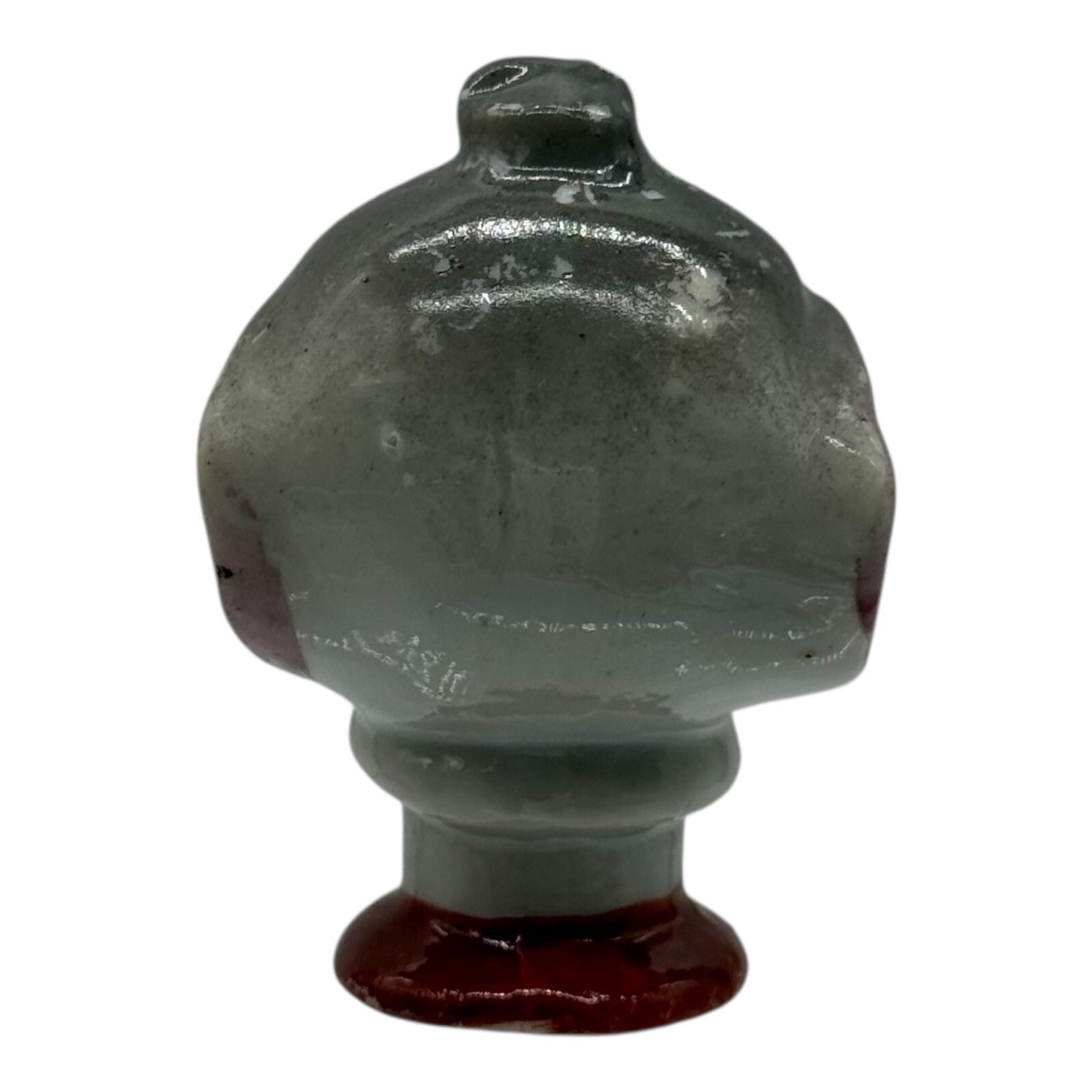 Elephant Figurine Head Statue Ceramic Animal Decor Unique Trunk Up Gray Red