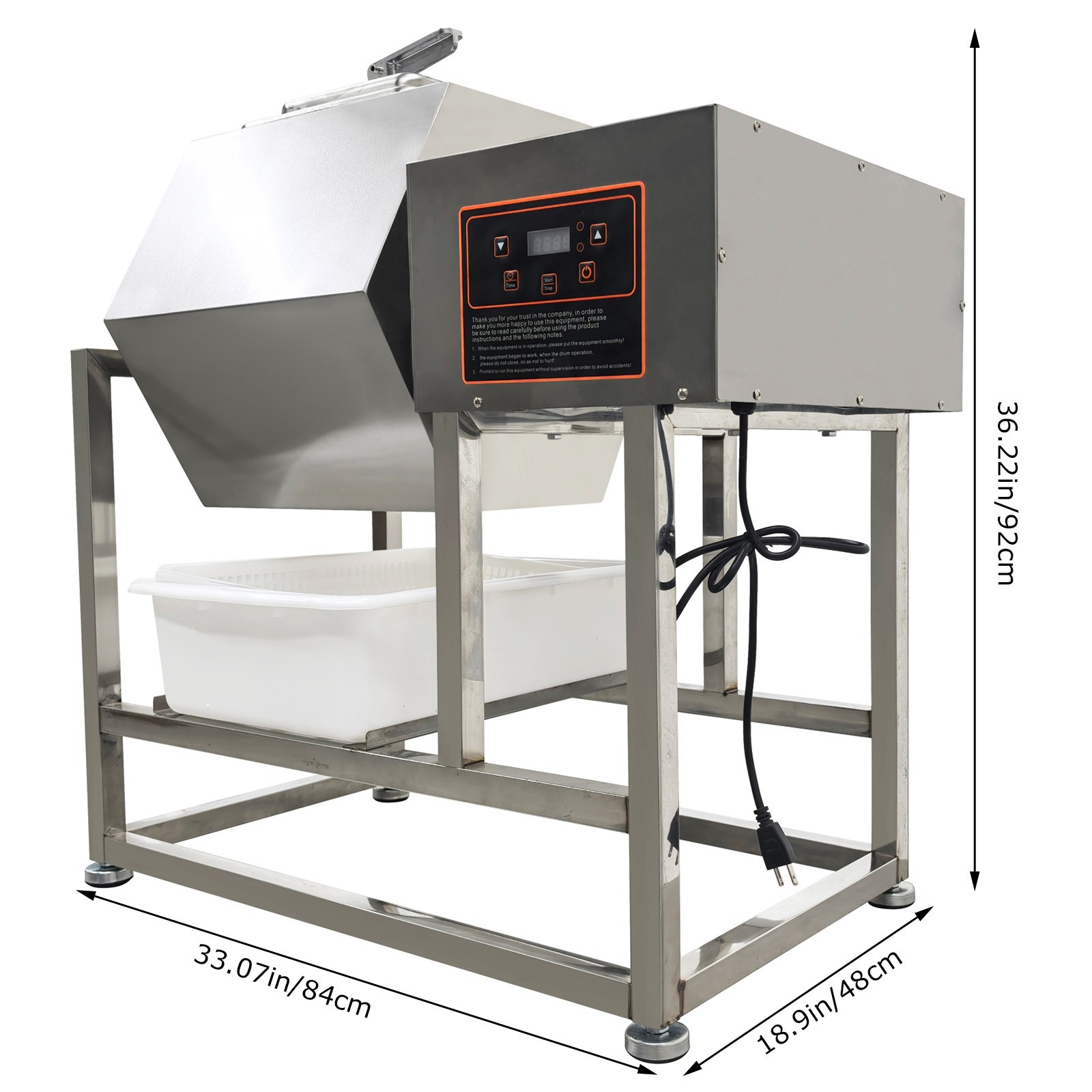 70L Commercial Meat Tumbler Marinator Machine Stainless Steel Electric Food Mari