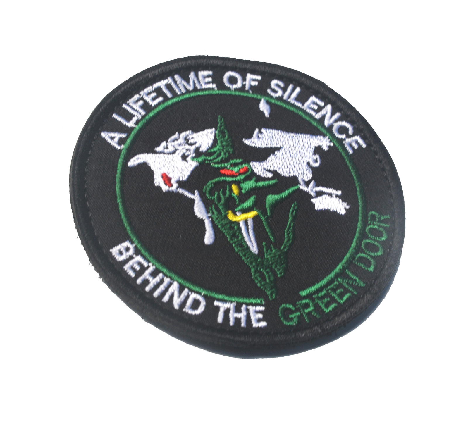 A LIFETIME OF SILENCE BEHIND THE GREEN DOOR TACTICAL EMBROIDERED HOOK PATCH *01