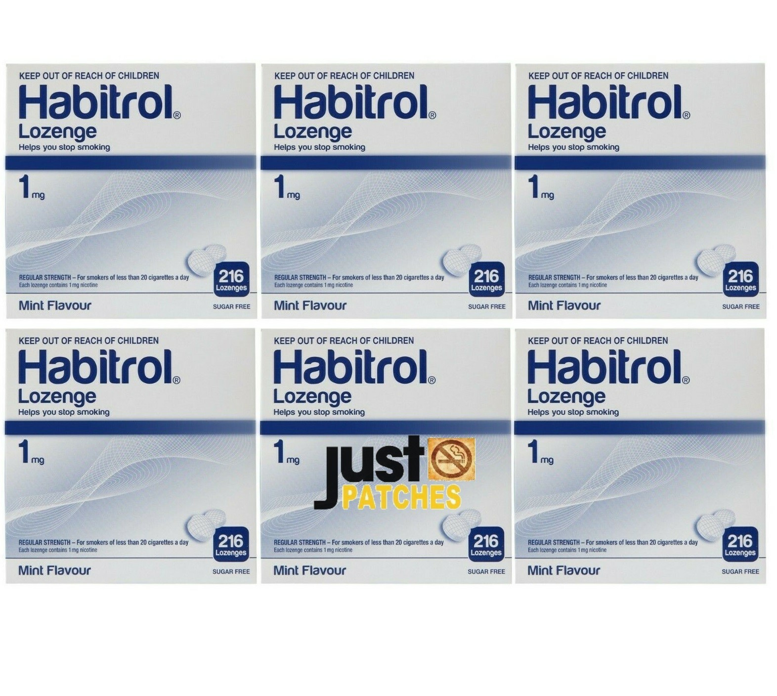 Habitrol Nicotine Lozenge 1mg MINT (1296 total pieces, 6 boxes) 02/2025