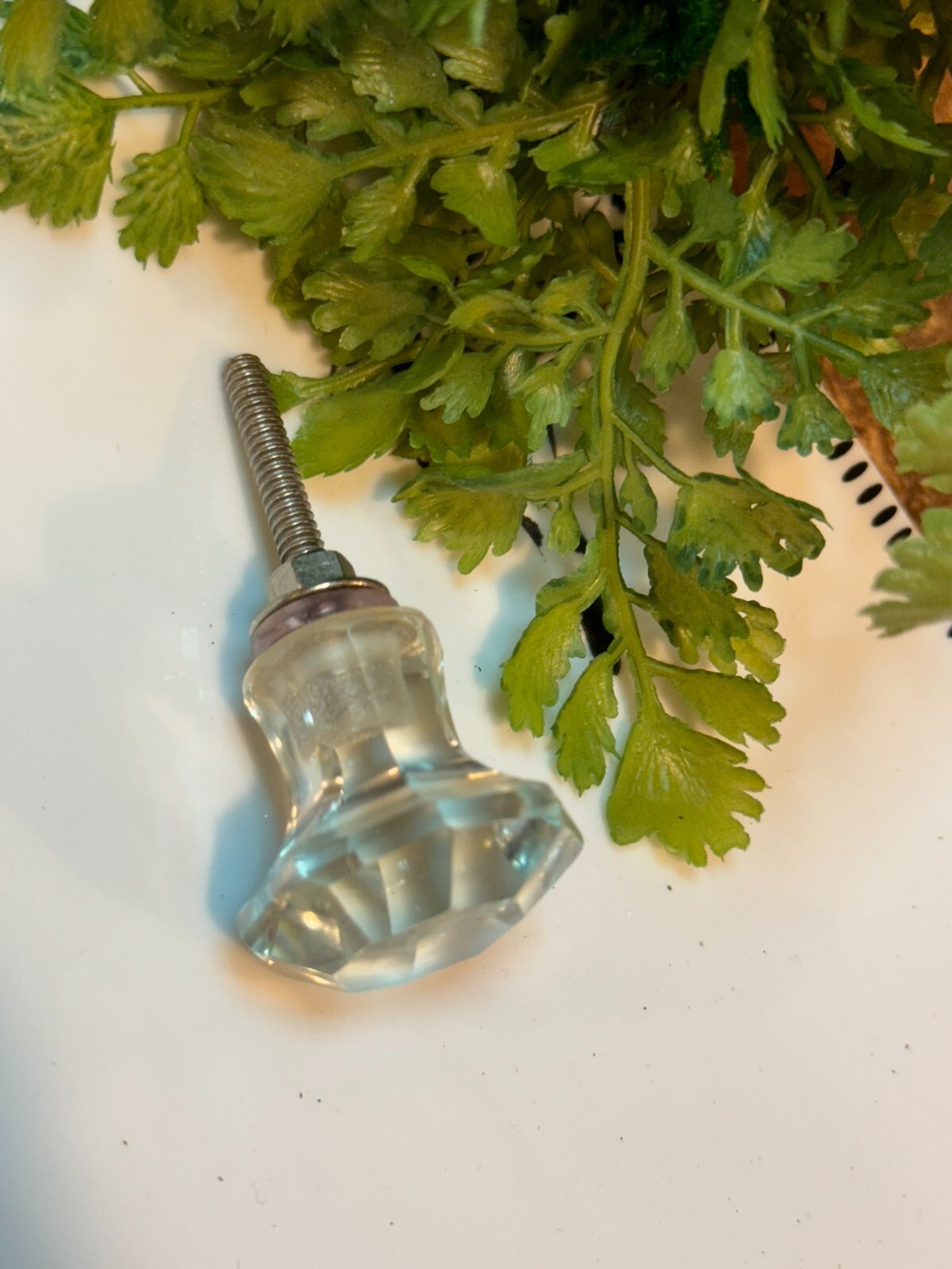 4 Antique Drawer Pull Handle Small Diamond Cut Clear Glass Cabinet Knob Hardware