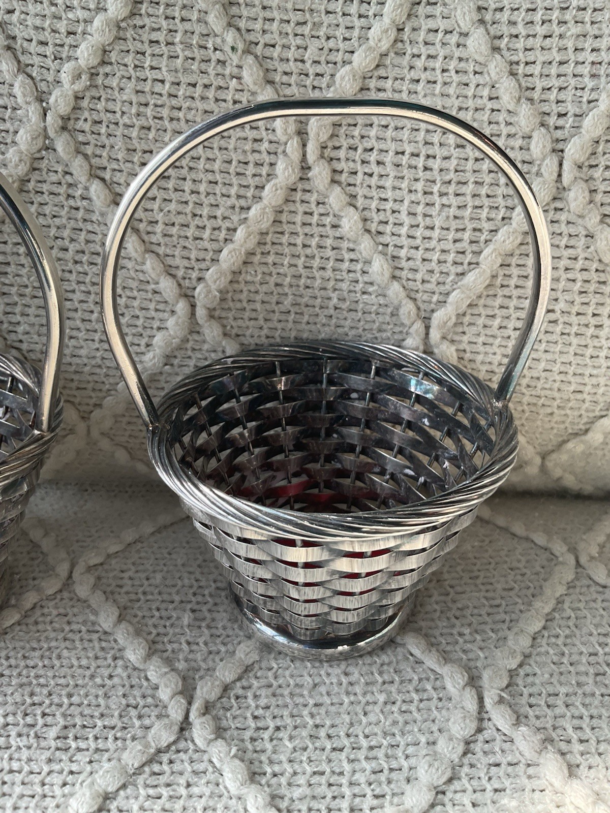 Pair Small Silverplate Woven Baskets, Newport 🐣🥚🐰💐