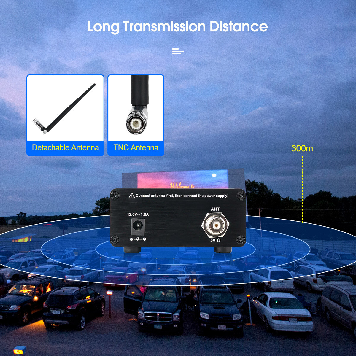 Retekess TR508 FM Transmitter Broadcast Stereo Radio Station Church Drive in Car