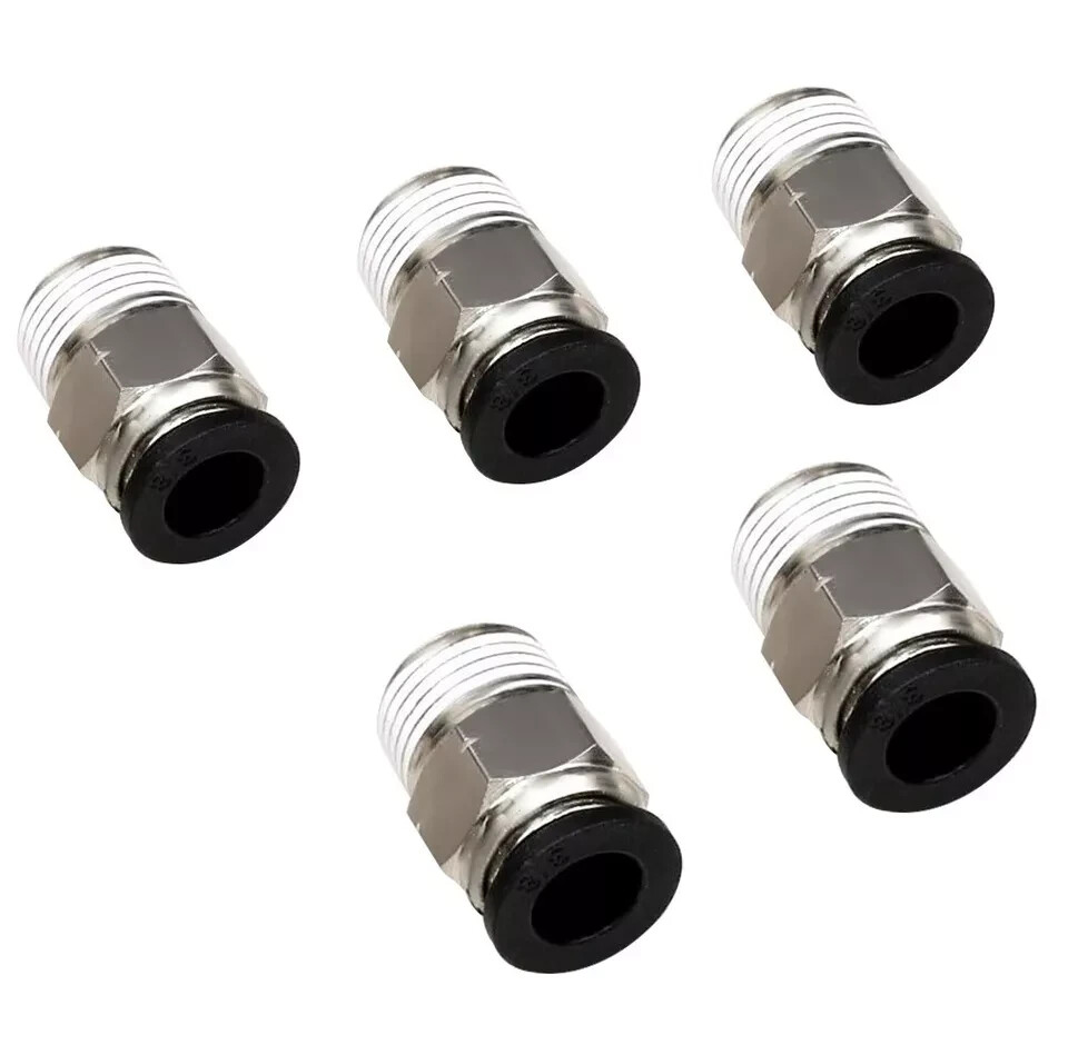 LokoCar Male Straight 3/8"Tube OD x 3/8"NPT Thread Push to Connect Fitting 5Pcs