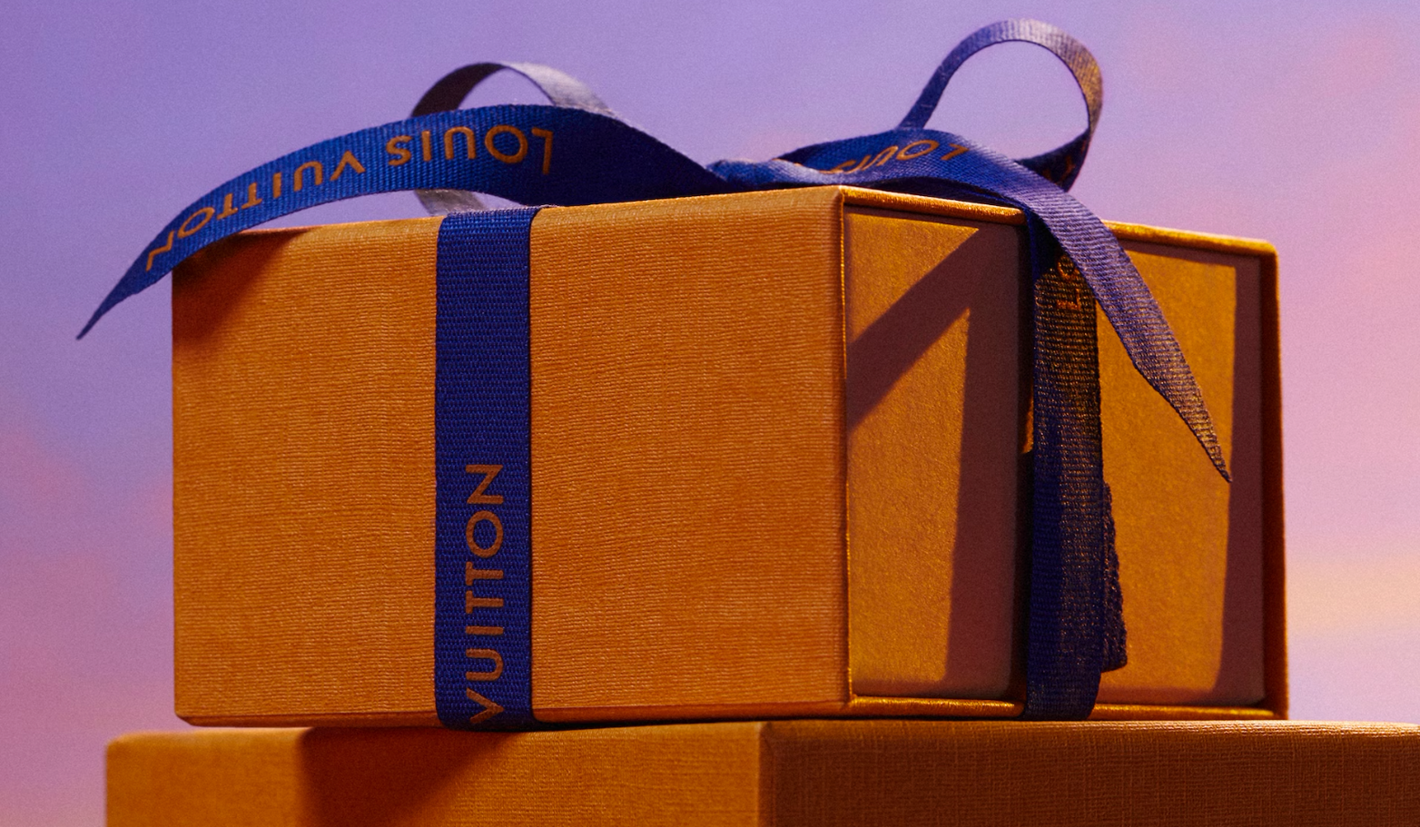 1 Yard of 1/2" Designer Louis Vuitton Blue Gift Ribbon w/Gold Logo Authentic New