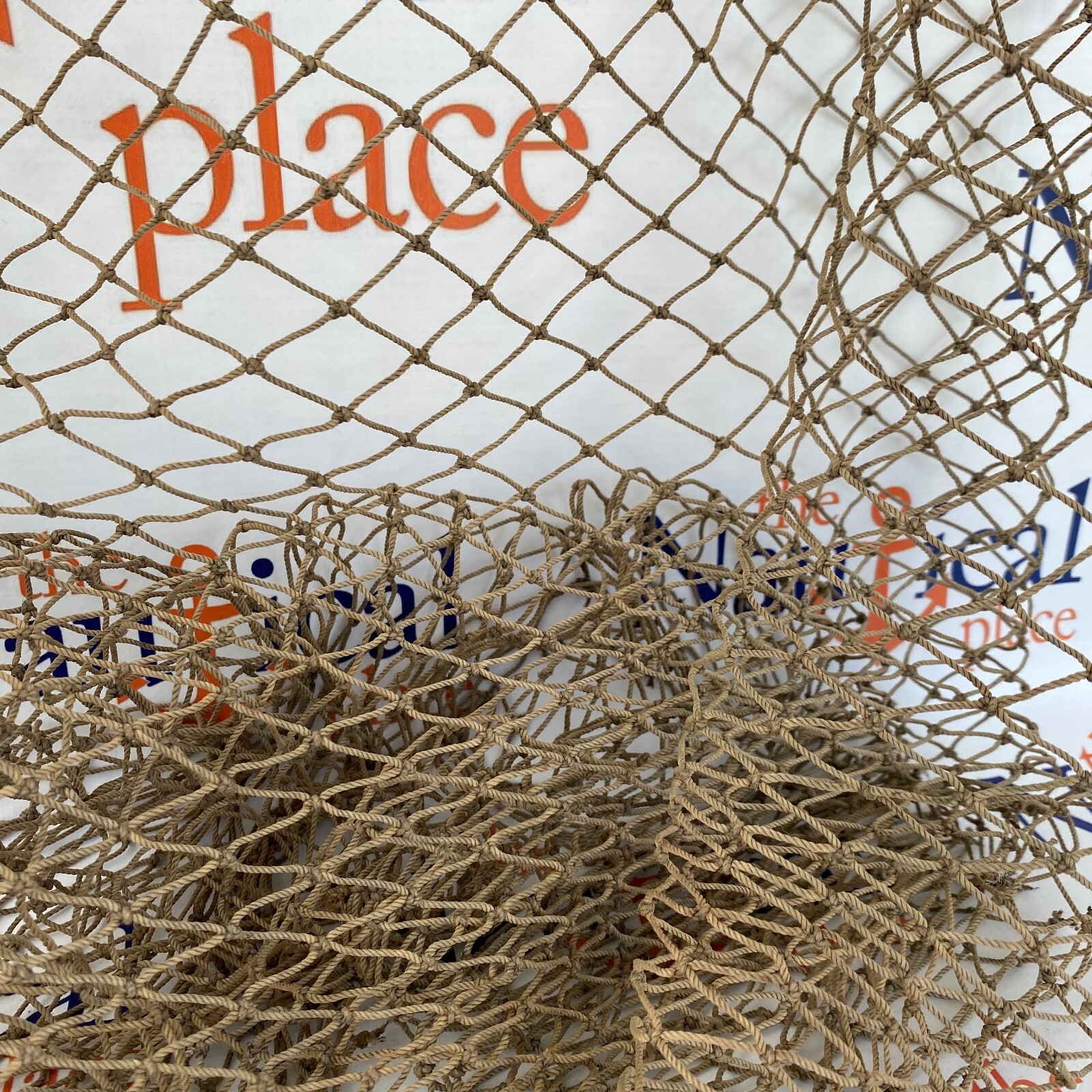 Authentic Used Fishing Net 5'x10' - Fish Netting - Old Vintage Nautical Decor