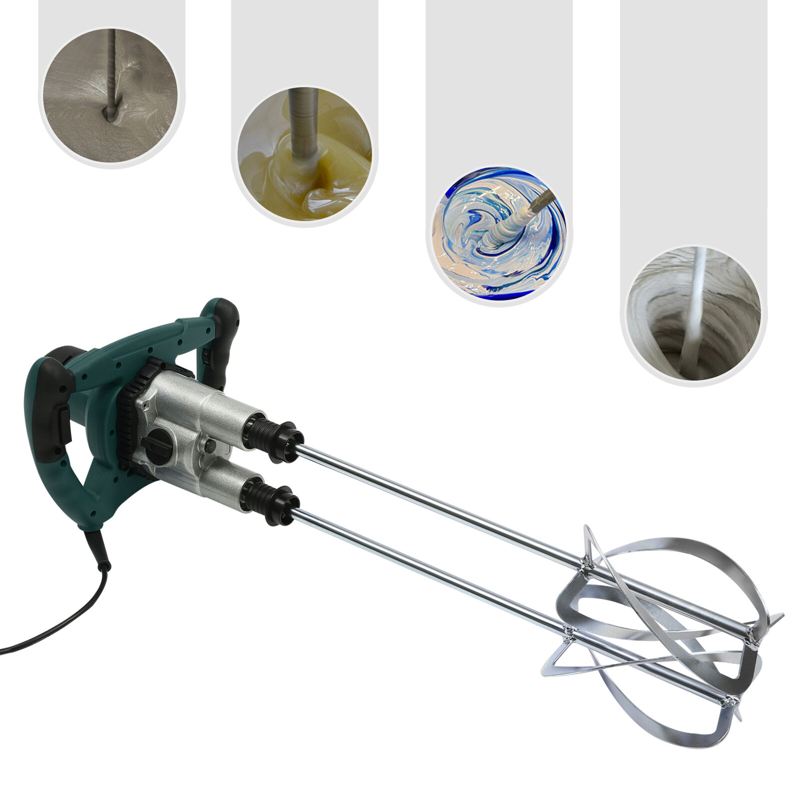 1800w Concrete Mortar Mixer Cement Grout Plaster Stirrer Double Paddle Mixer USA