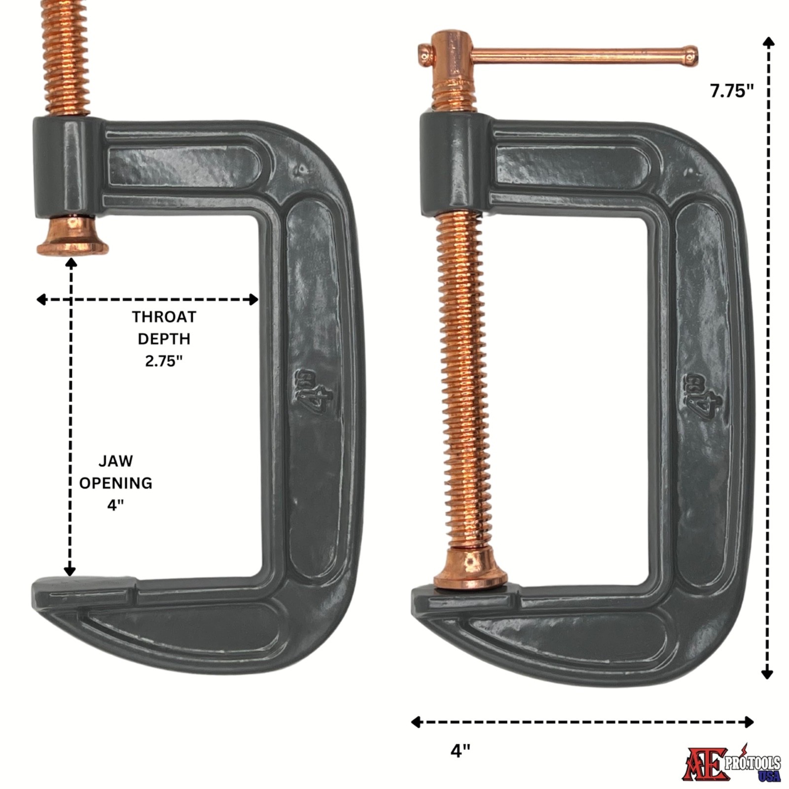 8 PC Set - Heavy Duty Steel C-Clamp | 3", 4", 6", 8" | Industrial Strength