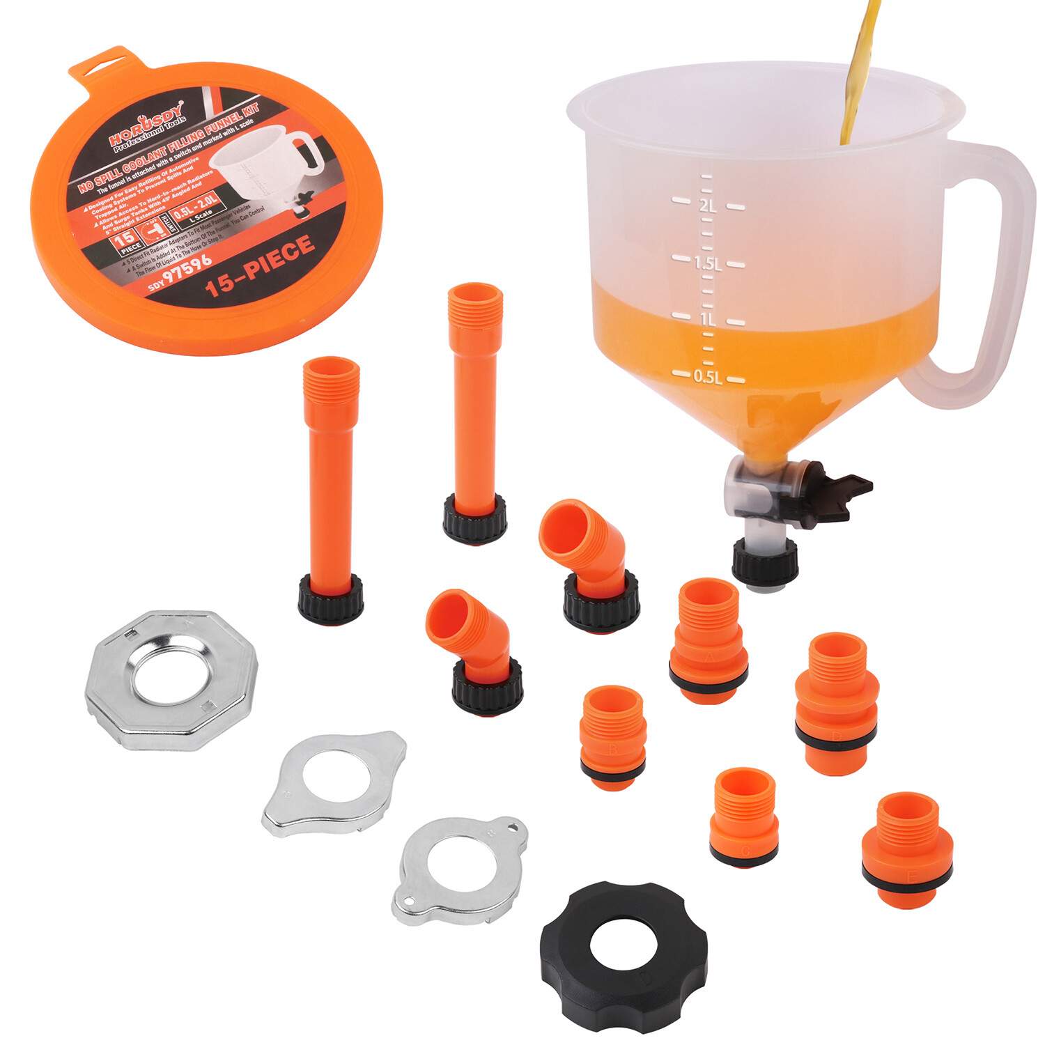 No-Spill Coolant Funnel Kit Spill Proof Funnel Bleeder with Adapters Universal