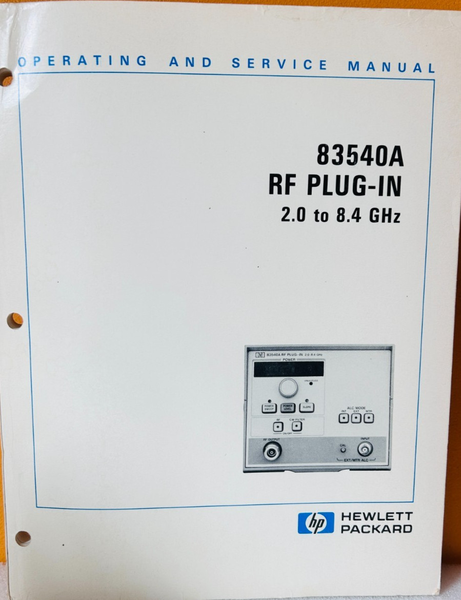 HP 83540-90003 1981 Model 83540A RF Plug-In 2.0 to 8.4 GHz Service Manual.