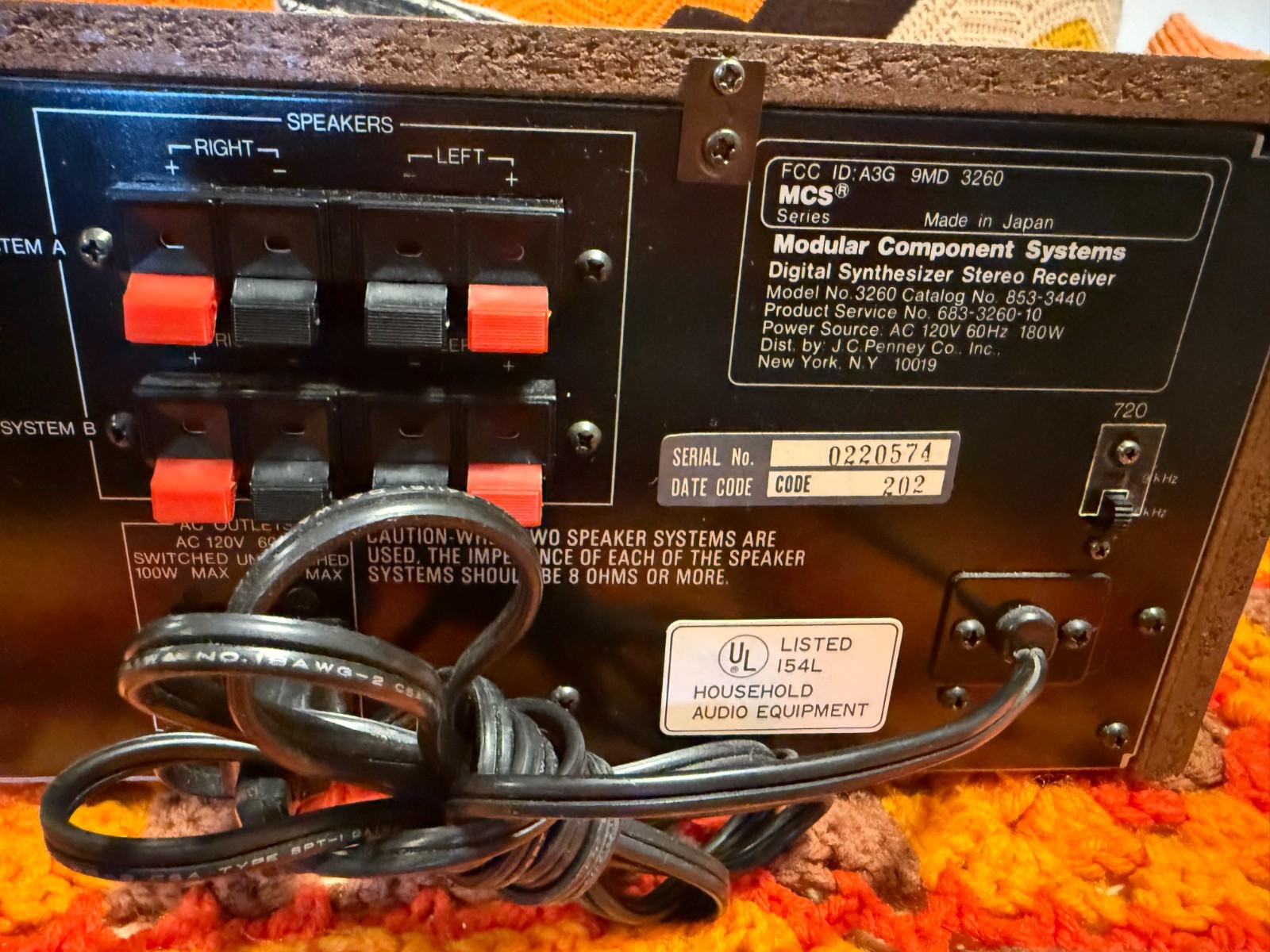 MCS 3260 vintage 1970's Digital Synthesizer Stereo*AS IS READ*