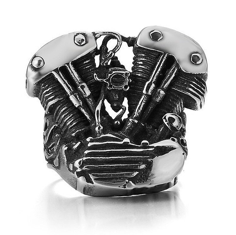 MENDEL Mens Motorcycle Biker Engine Ring Stainless Steel Size 8 9 10 11 13 14 15