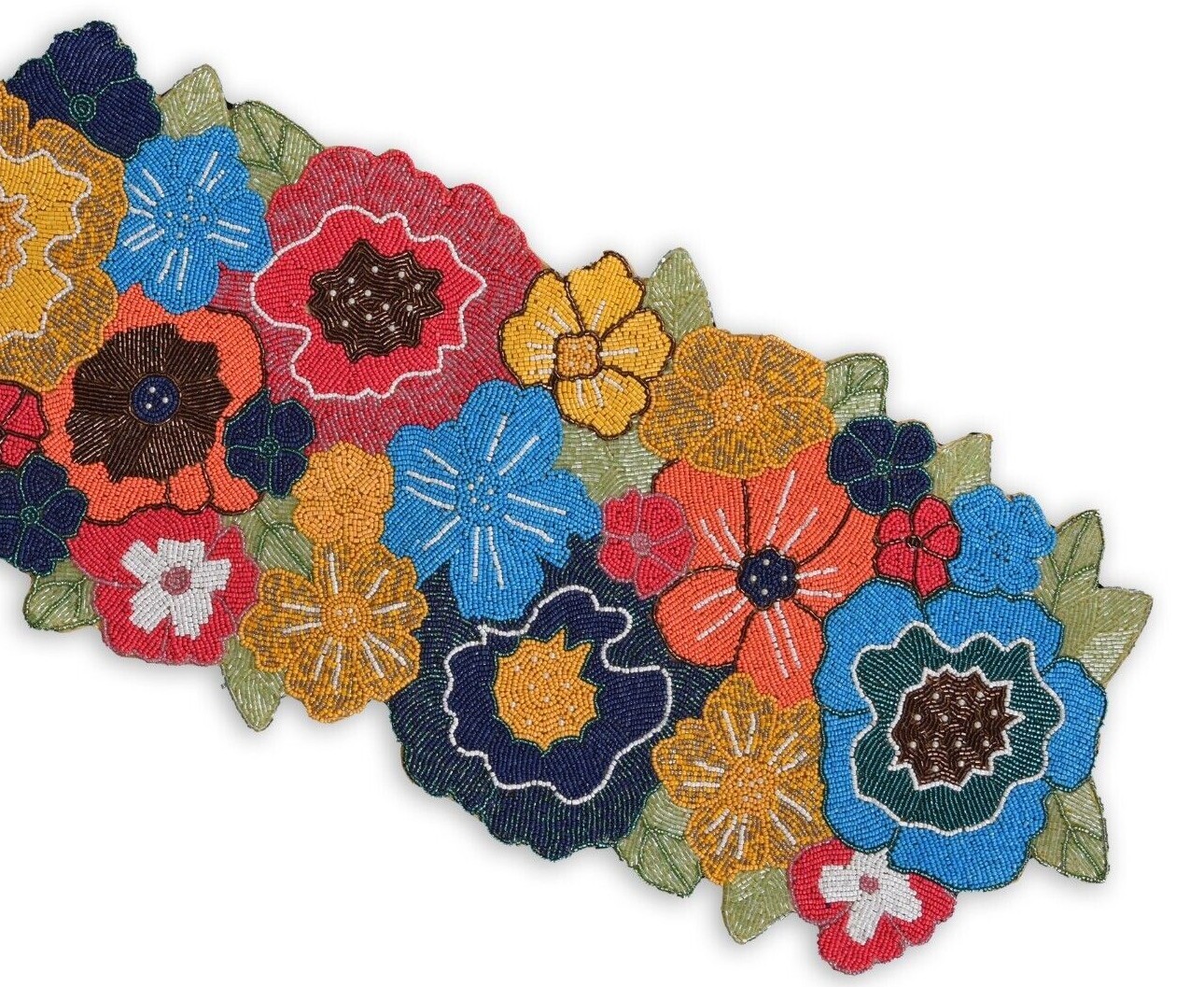 Floral Beaded Table Runner, Multicolor Table Runner, Spring Tableware 13X36 Inch