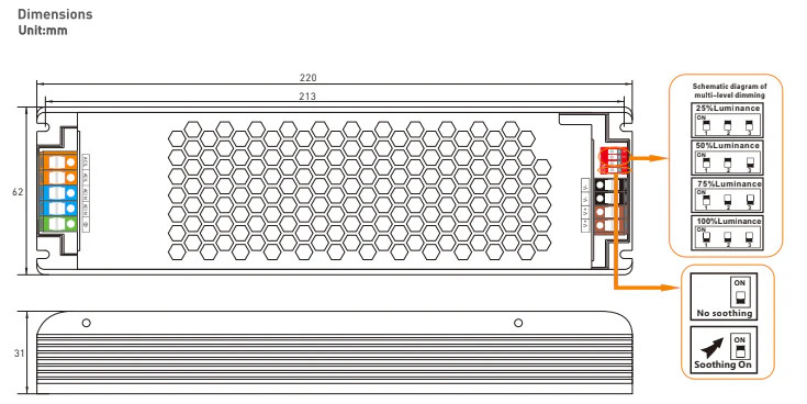 LED Power Supply 24V 500W, IP20 LED Driver, LED Transformer 100-130 VAC 50/60Hz