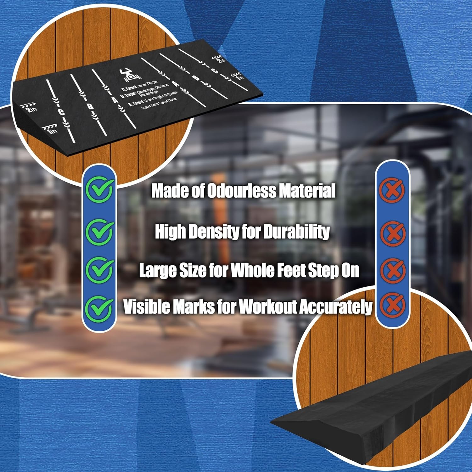 Squat Wedge Block Heel Elevated Slant Board for Weightlifting Home Gym