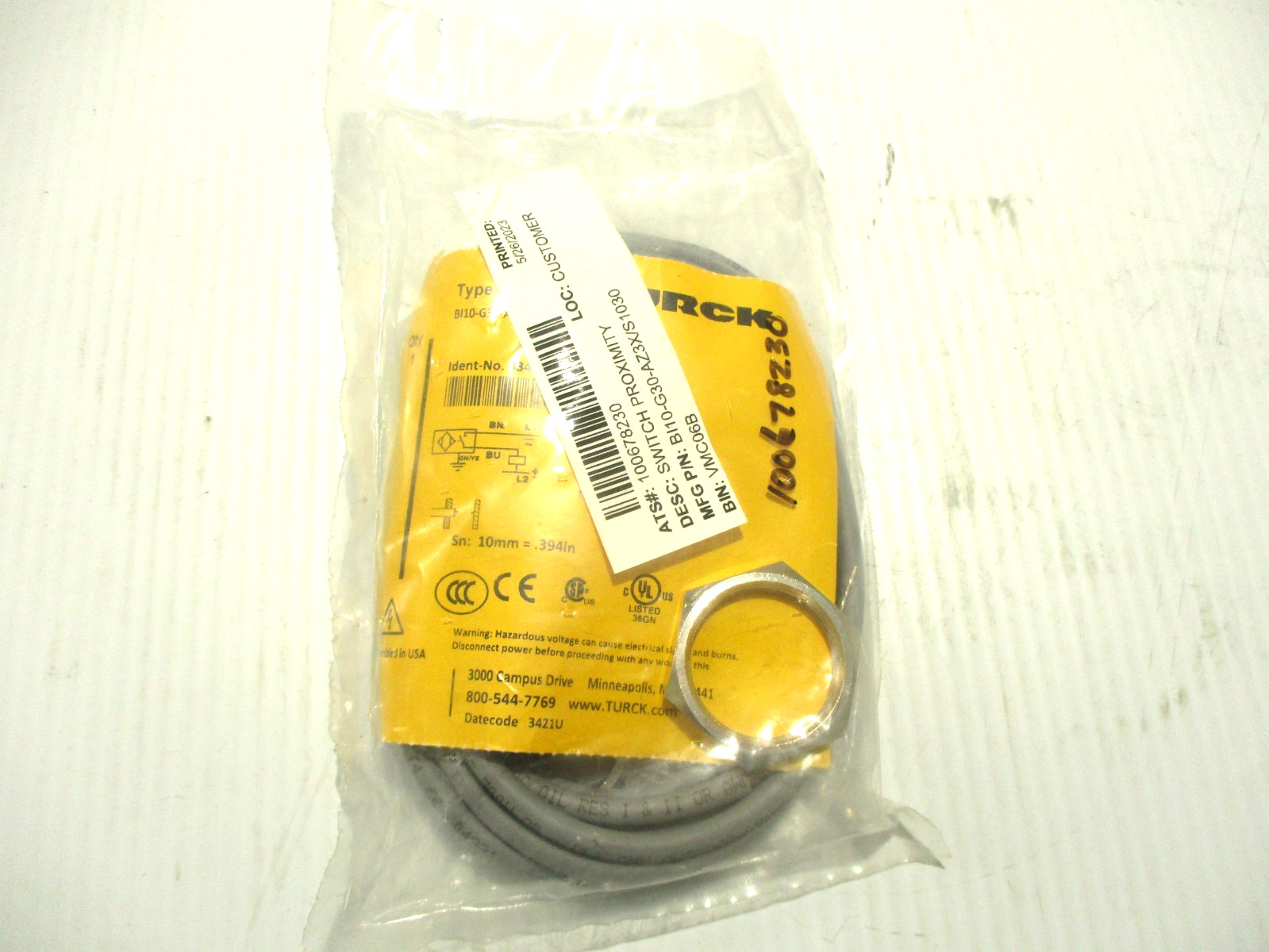 NEW TURCK BI10-G30-AZ3X/S1030 PROXIMITY SENSOR