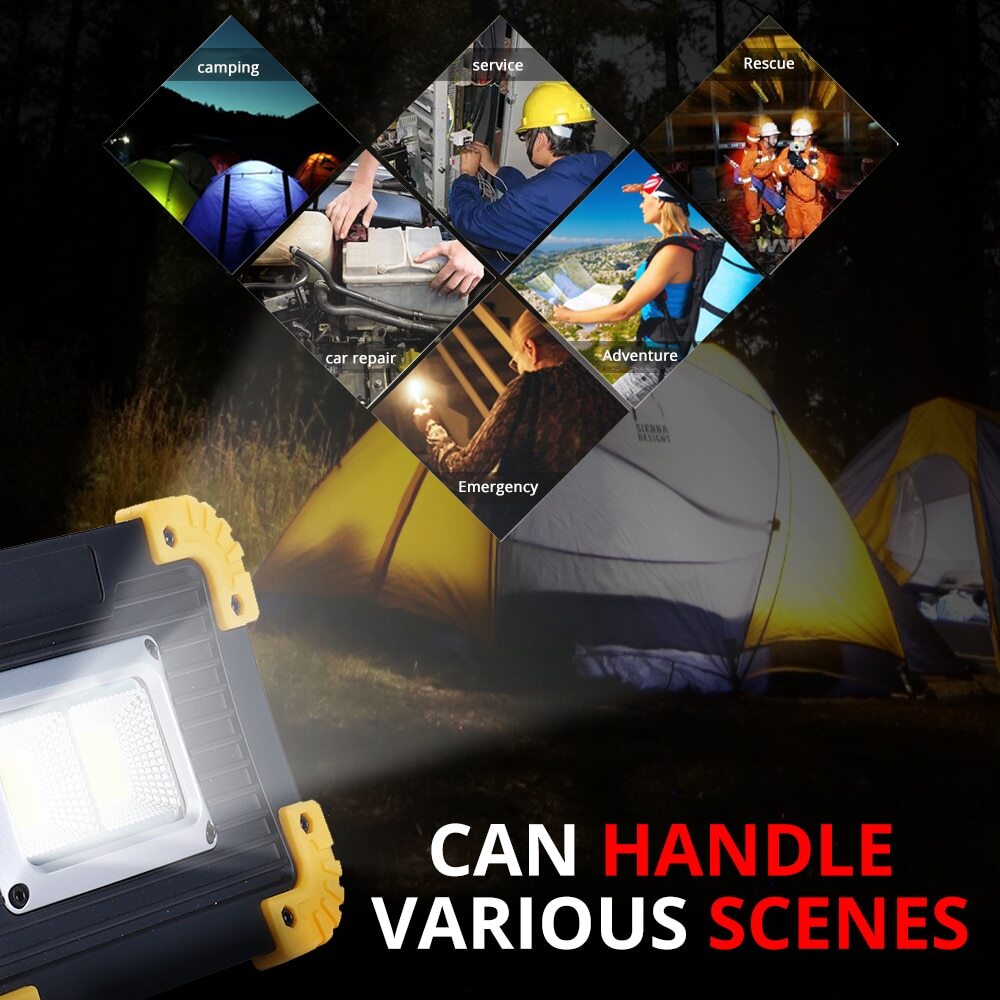 2X USB Rechargeable COB LED Work Light Lamp Floodlight Camping Emergency Torch