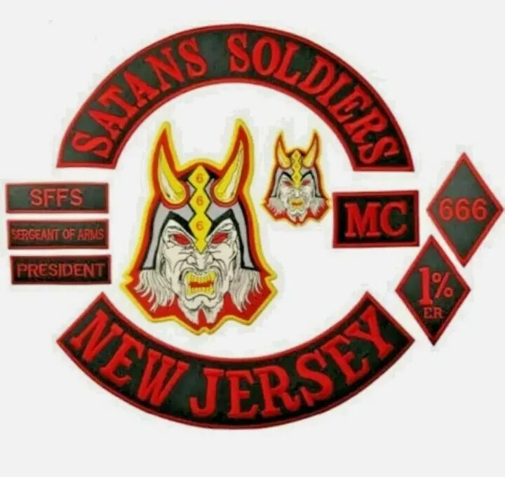 SATANS SOLDIERS NEW JERSEY MC MOTORBIKE 35CM IRON ON EMBROIDERED 10 PCS SET