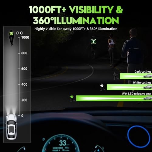 LED Reflective Running Vest - Rechargeable, High Visibility, Adjustable Size for