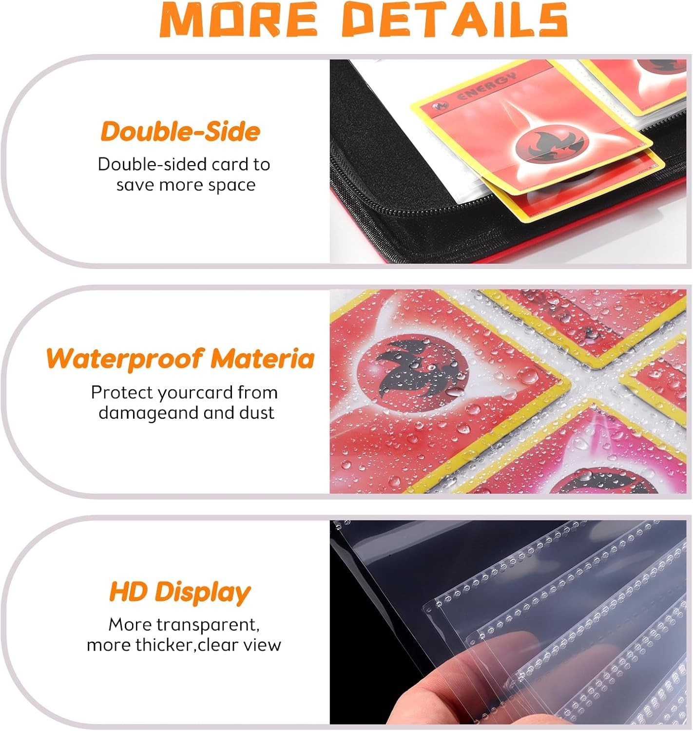 Eevee evolution Pokemon Trading Card Binder Holder Case Album Book Sheet Fit 400