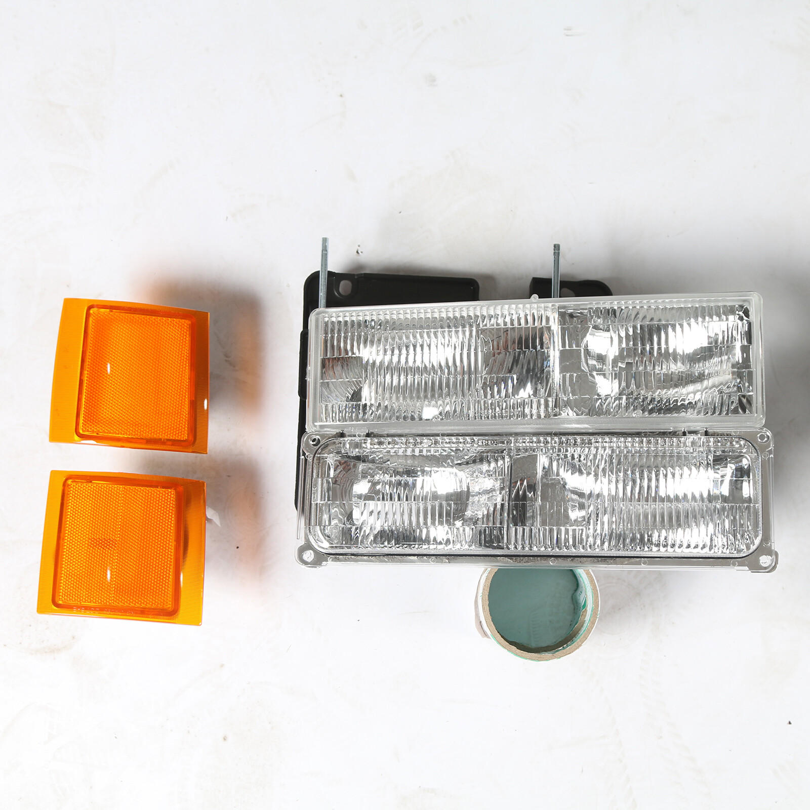 For 1994-1998 Chevy Silverado Headlights OBS C/K 1500 2500 3500 w/ Bumper Lamps