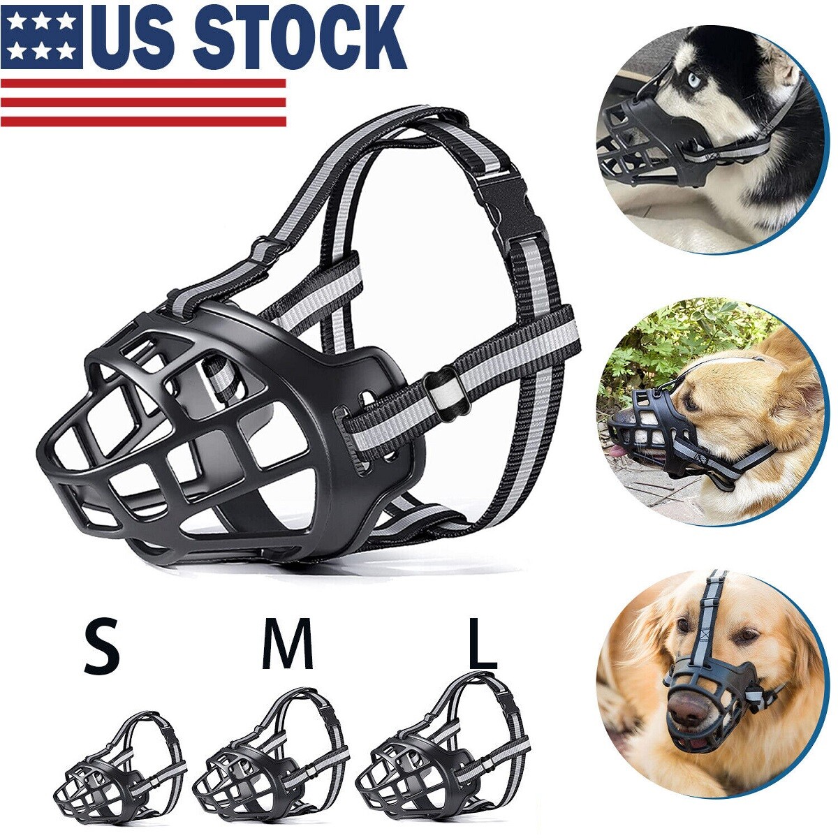 Dog Muzzle Pet Adjustable Breathable Soft Barking Silicone Anti Bite Mouth Mask