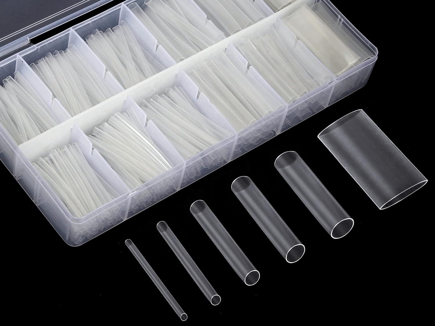 324 Pcs Clear Heat Shrink Tubing Assortment Cable Wrap Kit Transparent Tube Set