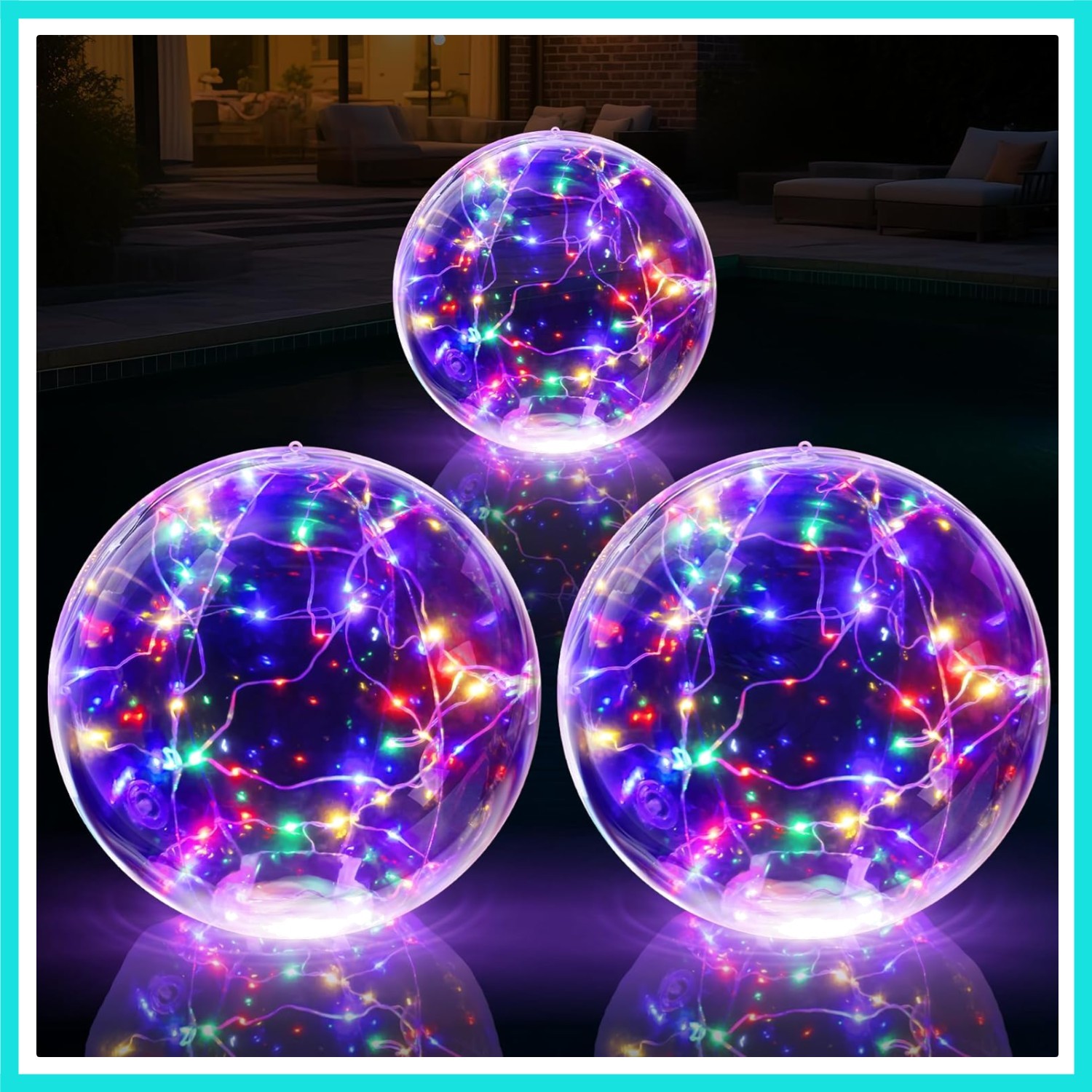 Solar Floating Pool Lights, 14 Inch Colorful Solar Pool Light Balls, Floating...