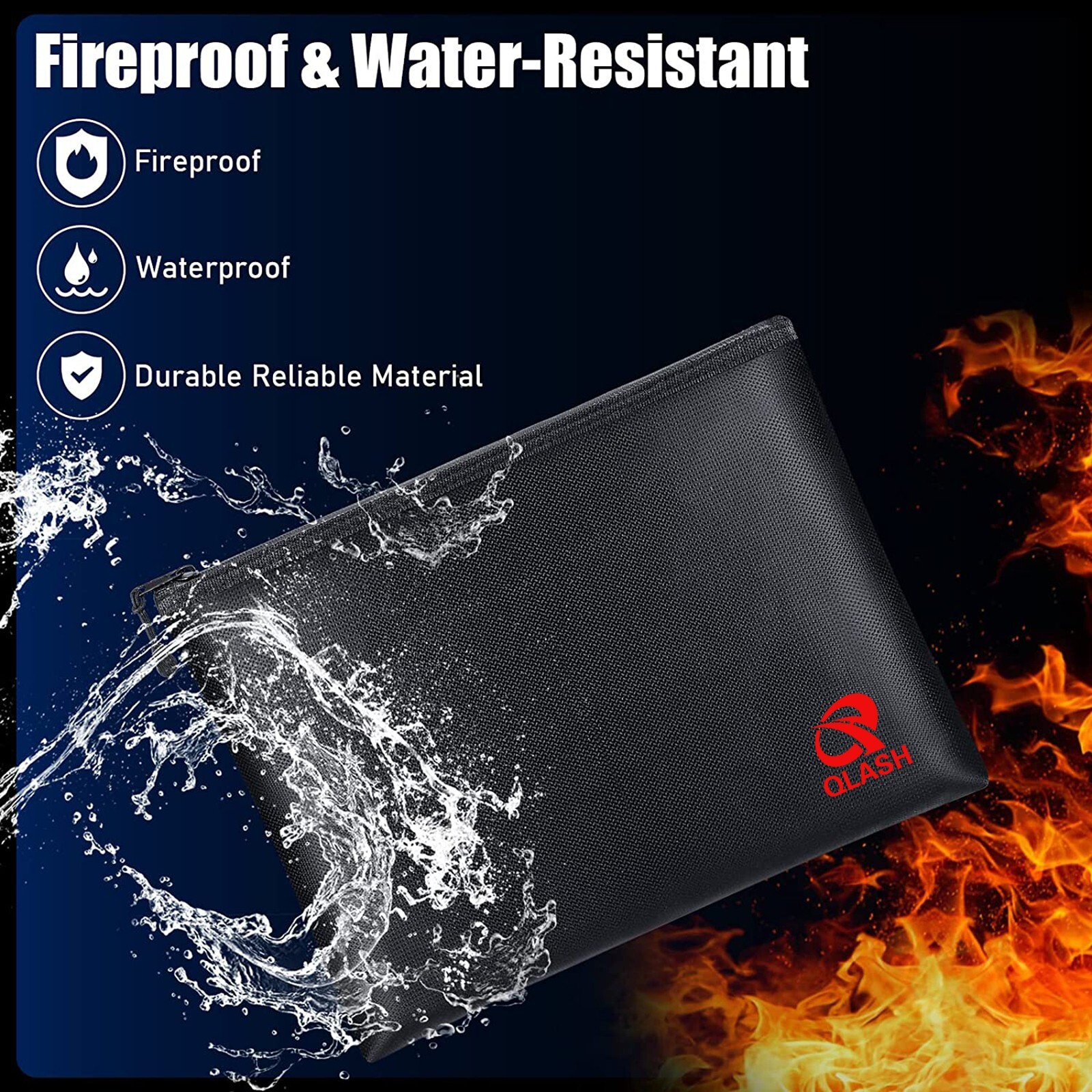 Large Fire Proof money Bag Fireproof Document Pouch Waterproof Safe Cash US