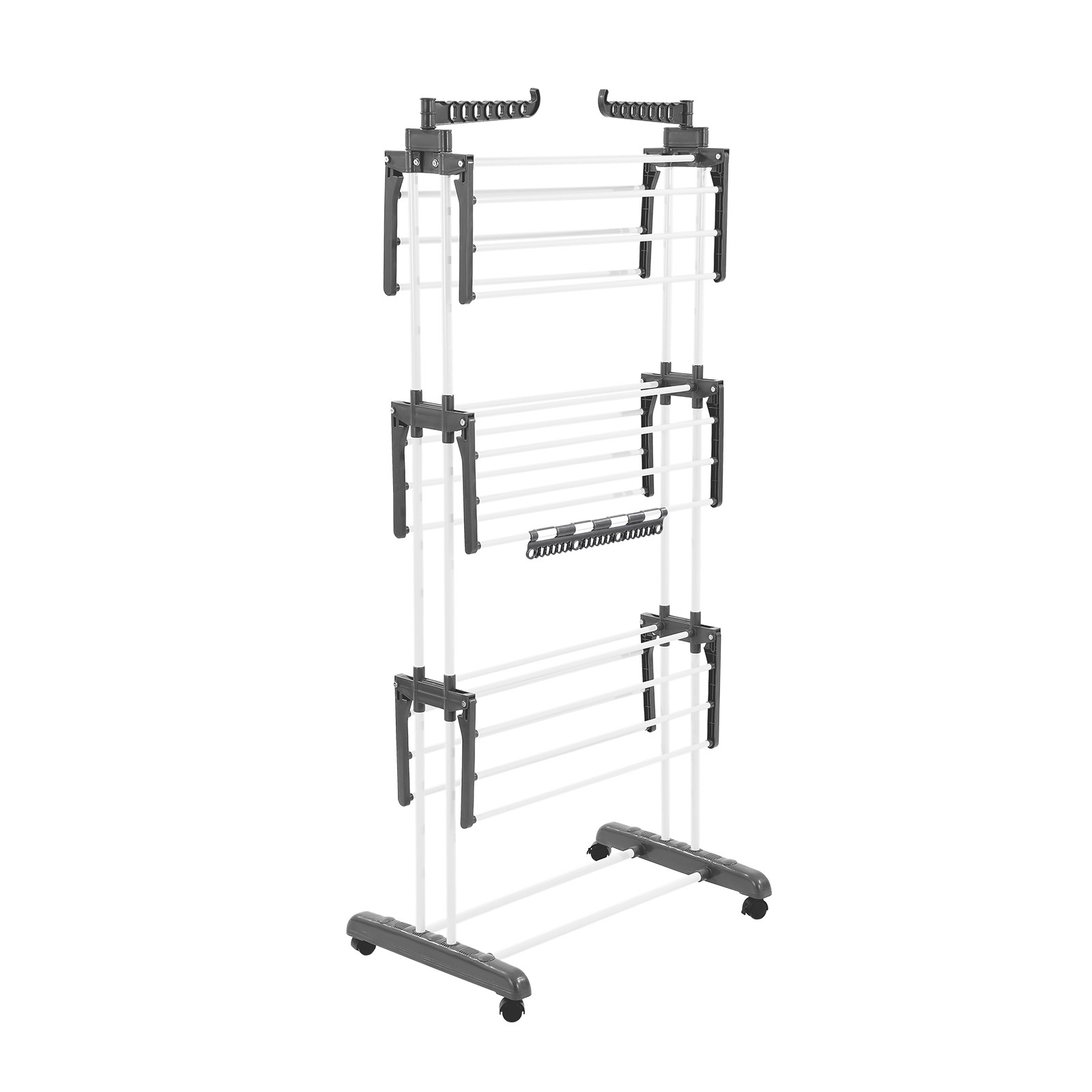 67.5“ Foldable Clothes Drying Rack Rolling Folding 4-Tier Dryer Hanger 4 Castors