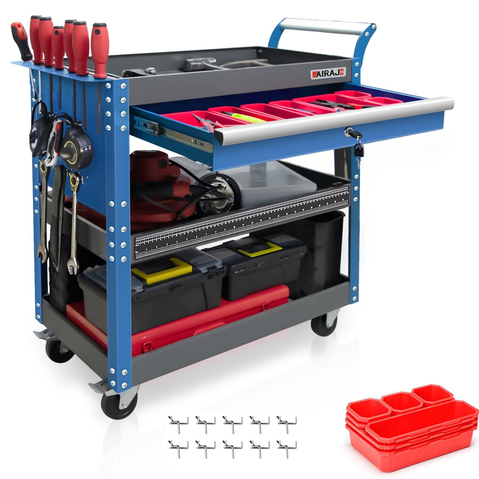 Heavy Duty Rolling Tool Cart,440LBS Tool Cart on Wheels,Utility Tool Cart