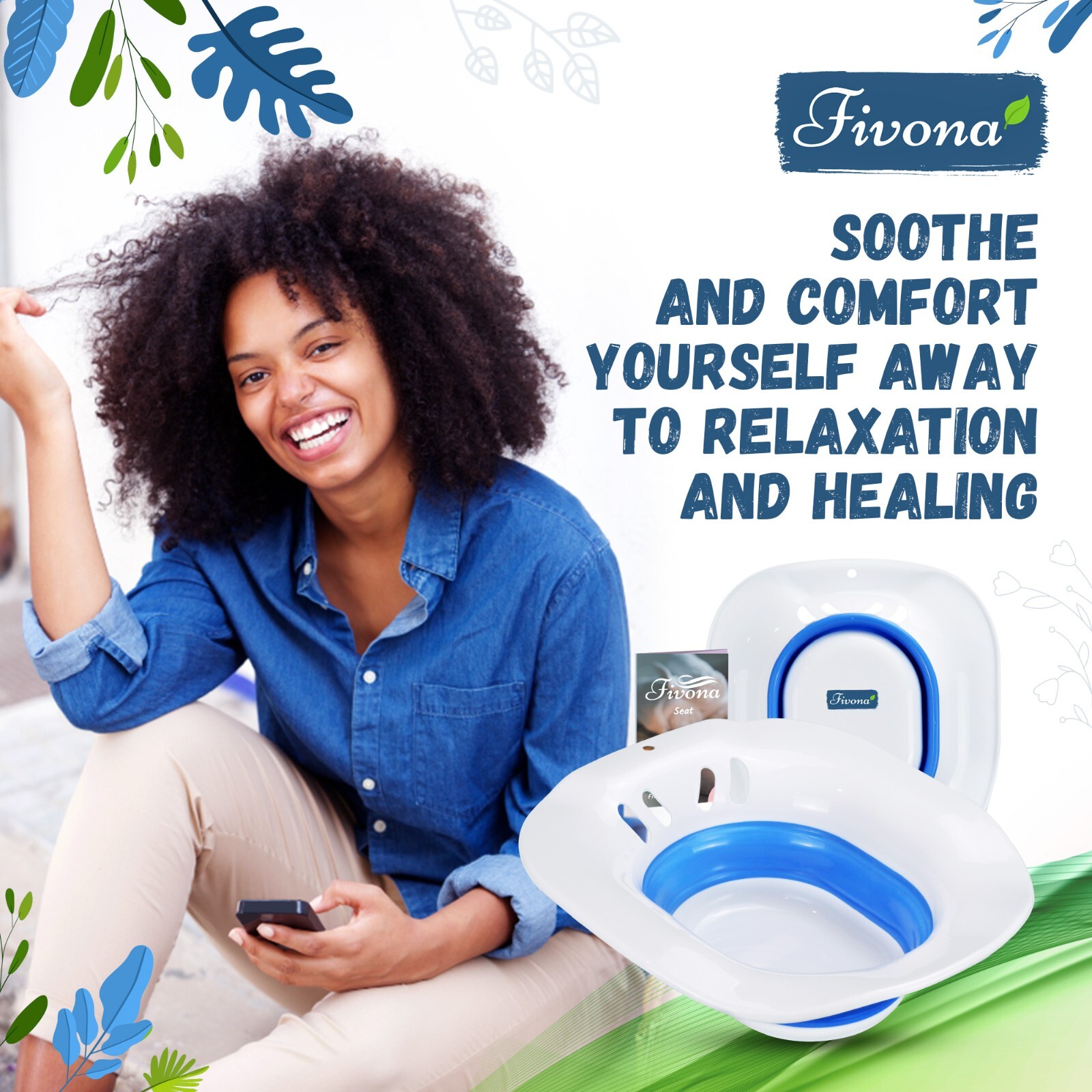 Fivona Unisex Sitz Bath Seat for Soak - Hemorrhoid, Fissure, Postpartum Care