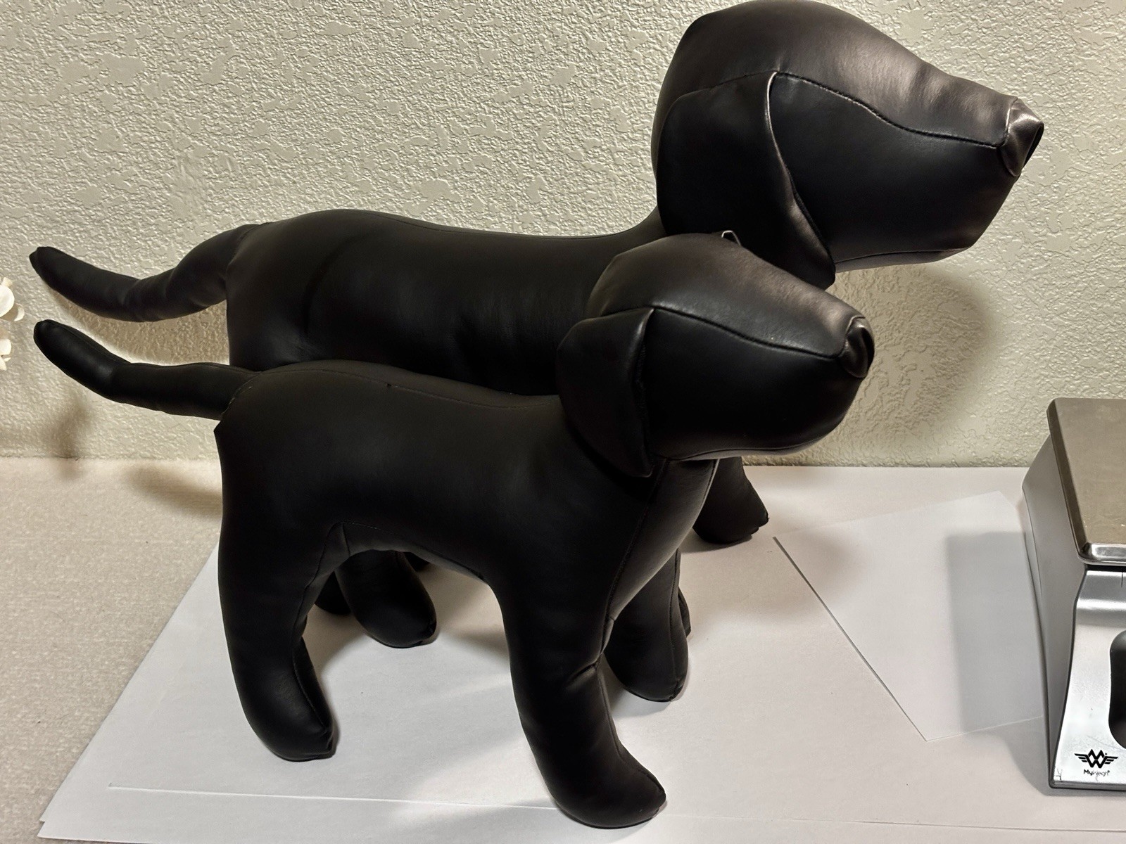 Black Vinyl Dog Mannequins for Clothing Display Model Set Of Two
